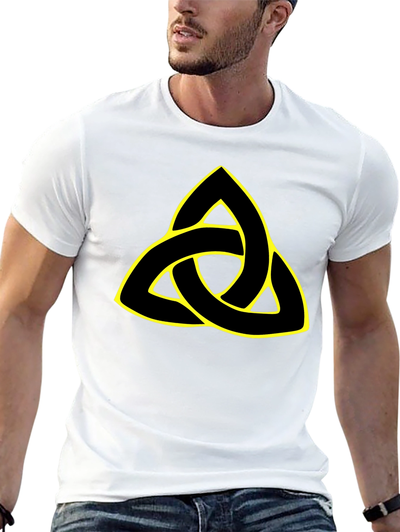 Camiseta Negra con Triquetra Celta Amarilla