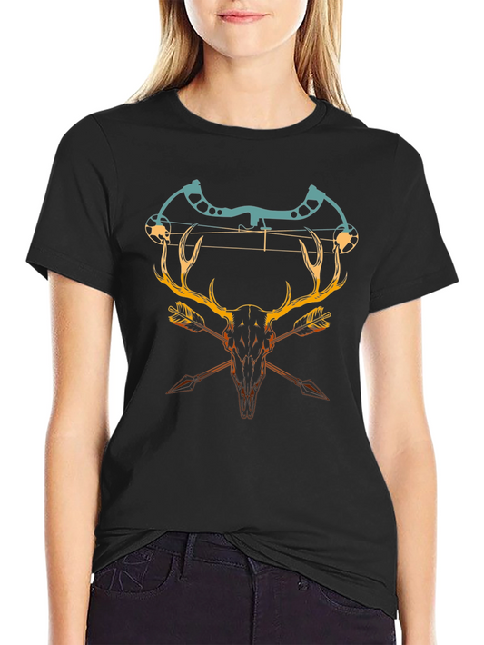 Camiseta Negra con Diseño de Caza y Arco