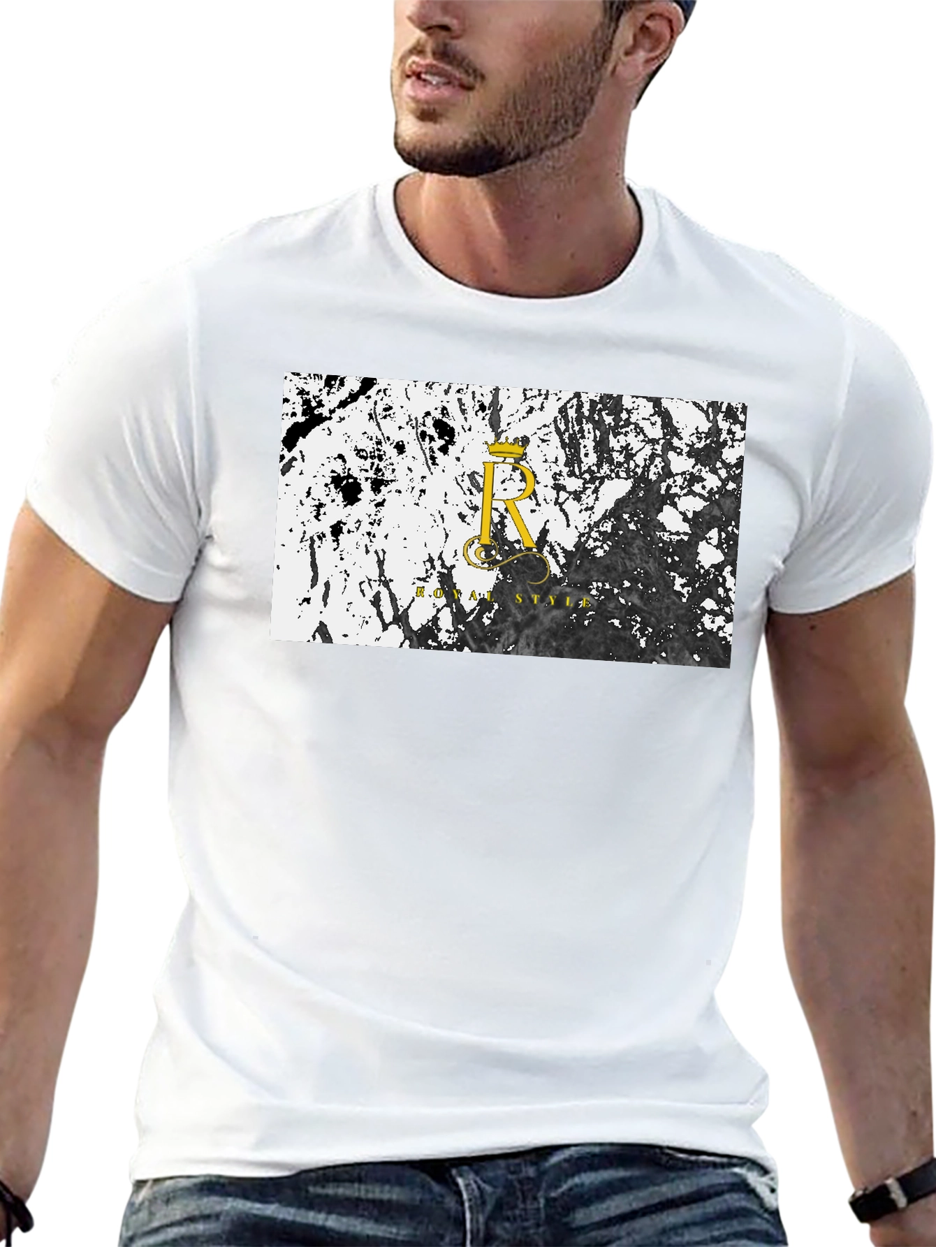 Camiseta Negra Royal Style - Diseño Abstracto