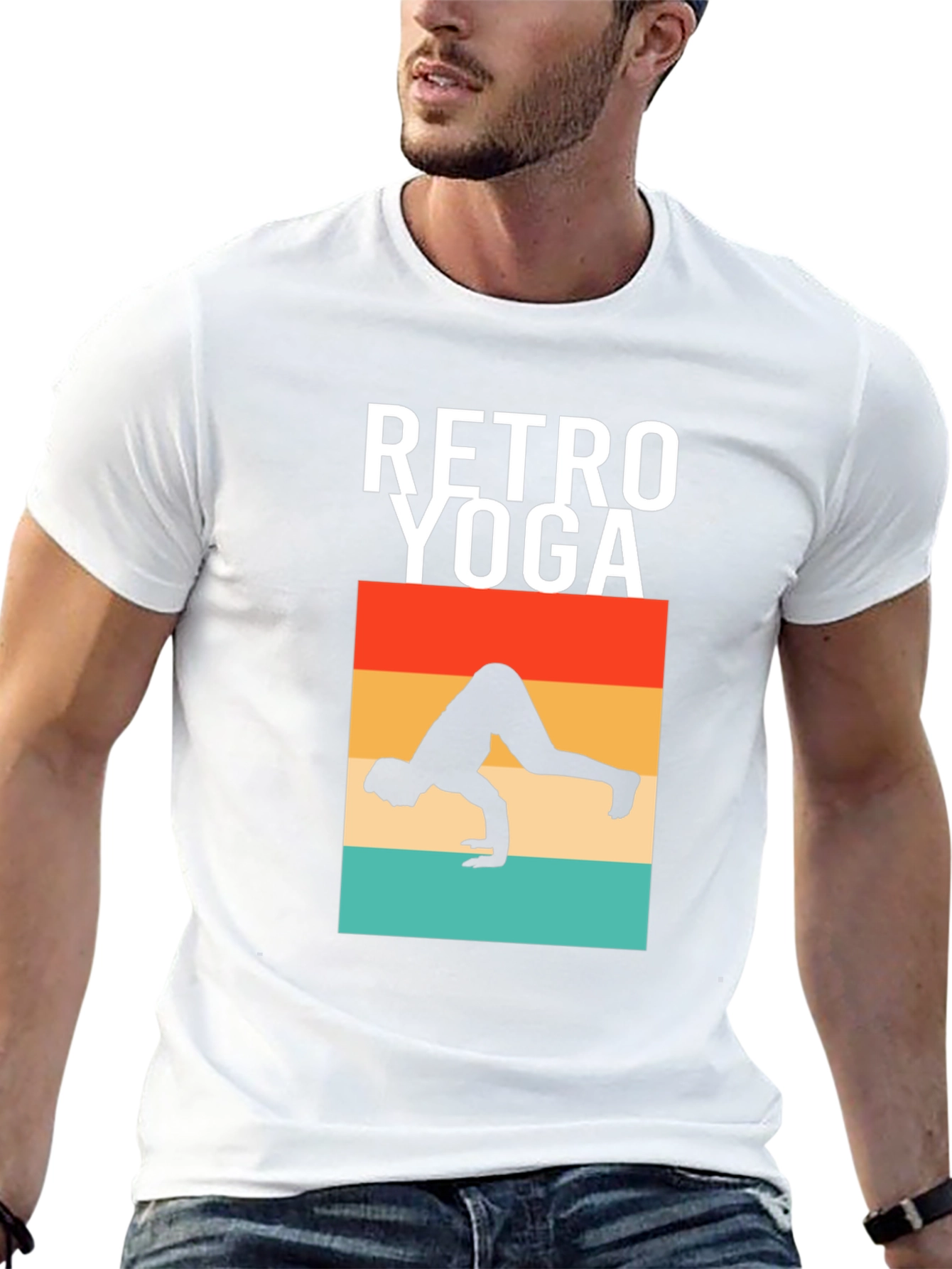 Camiseta Retro Yoga Hombre Algodón