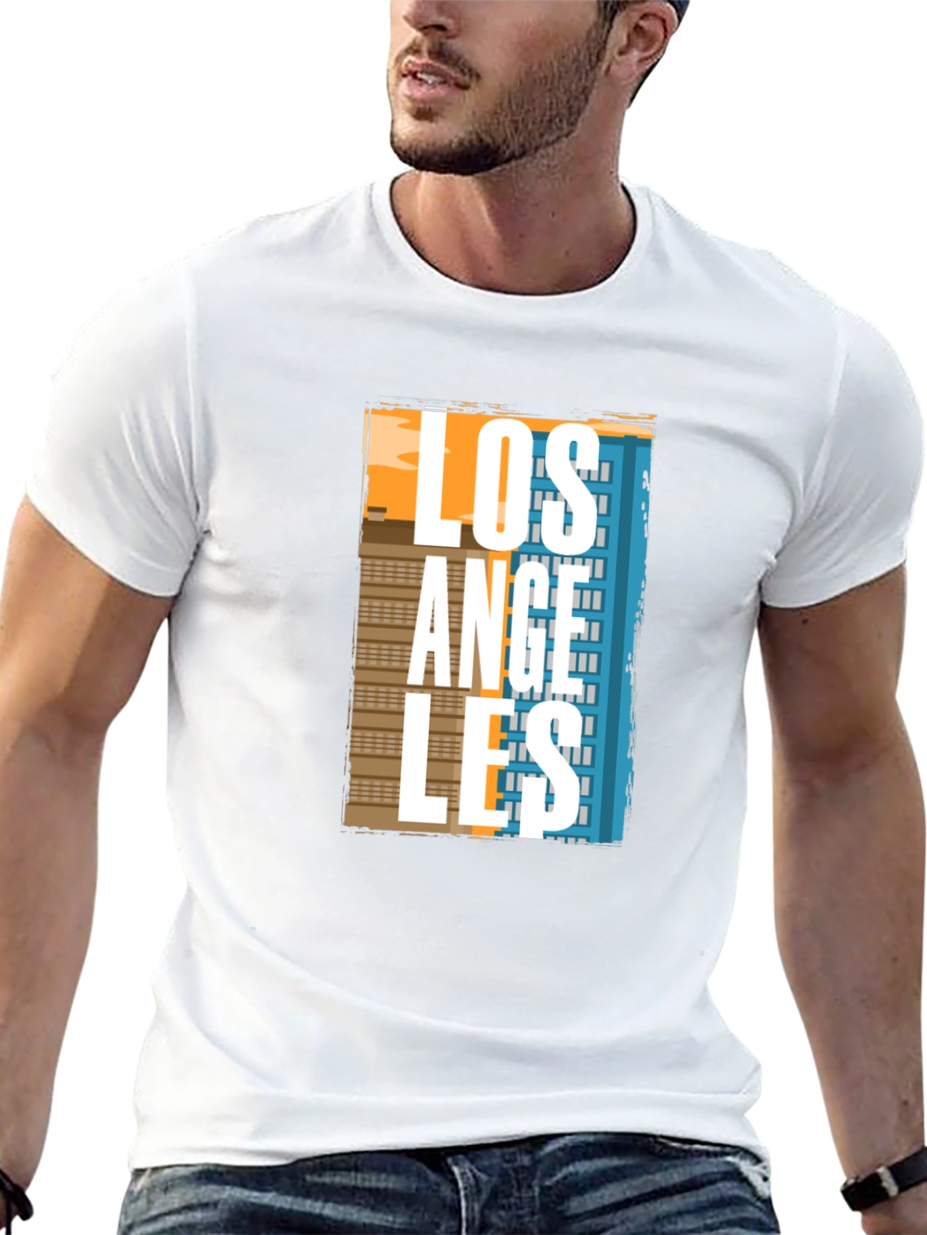 Camiseta Negra Estampado Los Ángeles