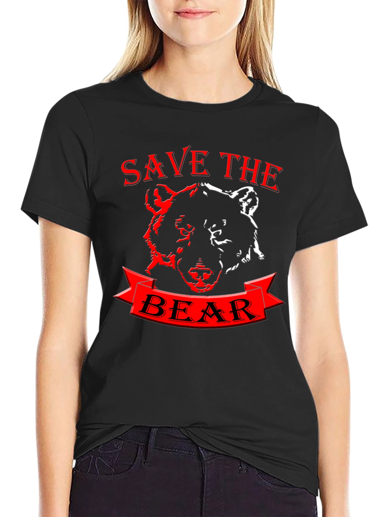 Camiseta Negra Save the Bear - Diseño Único