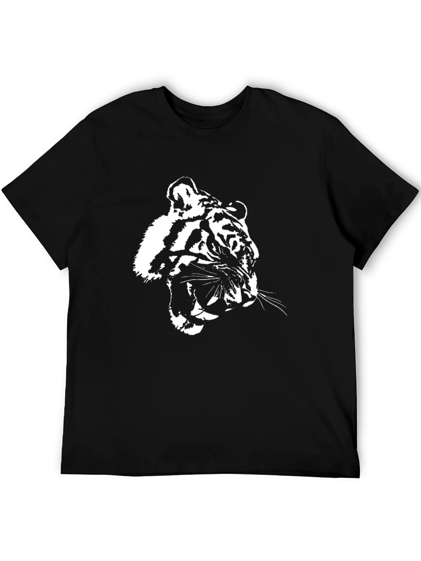 Camiseta Negra con Diseño de Tigre Blanco