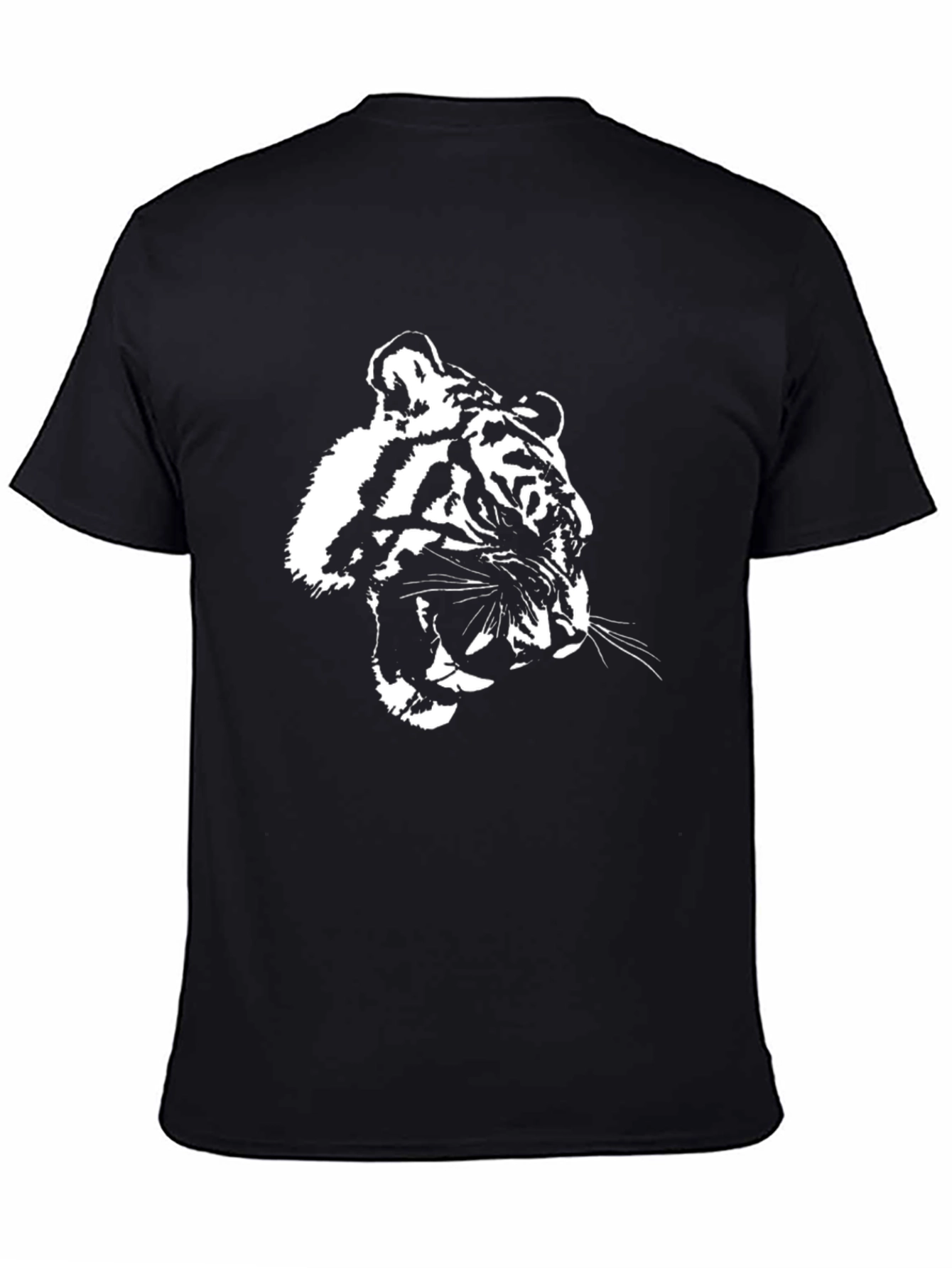 Camiseta Negra con Diseño de Tigre Blanco