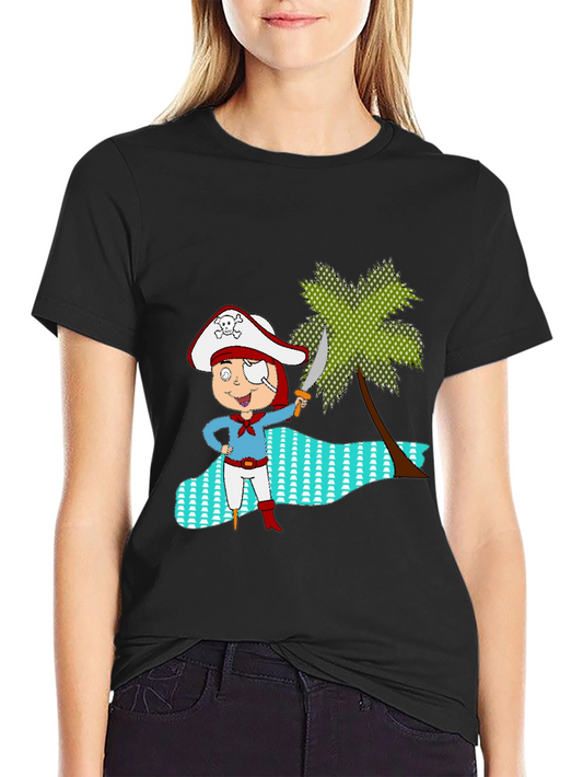 Camiseta Negra con Diseño Pirata Infantil