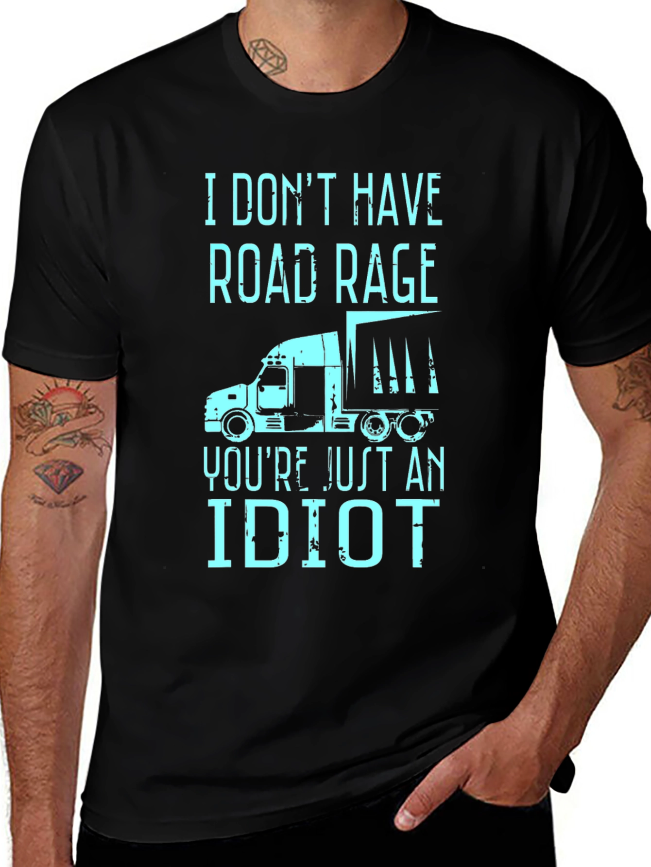 Camiseta Negra con Diseño Humorístico de Conducción