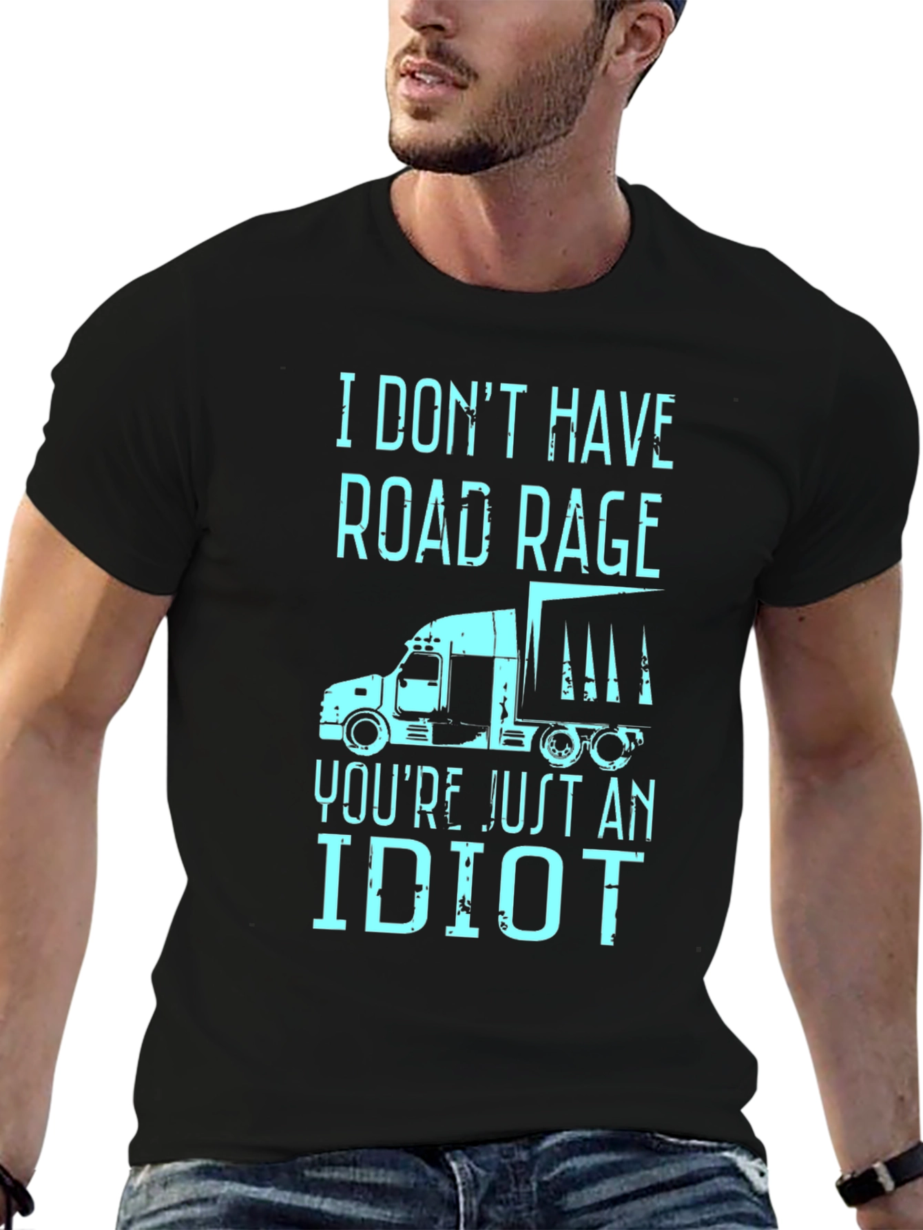 Camiseta Negra con Diseño Humorístico de Conducción