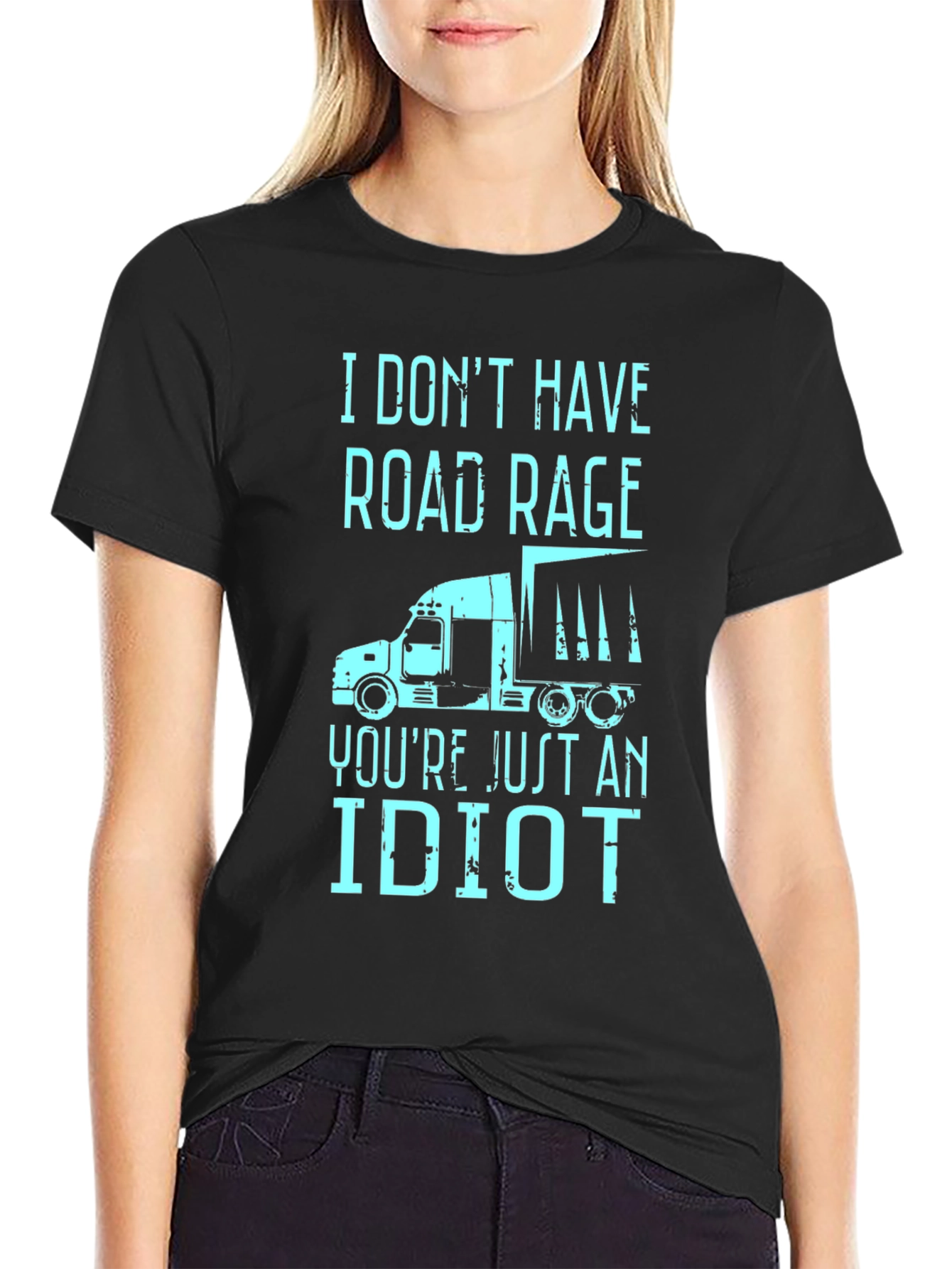 Camiseta Negra con Diseño Humorístico de Conducción
