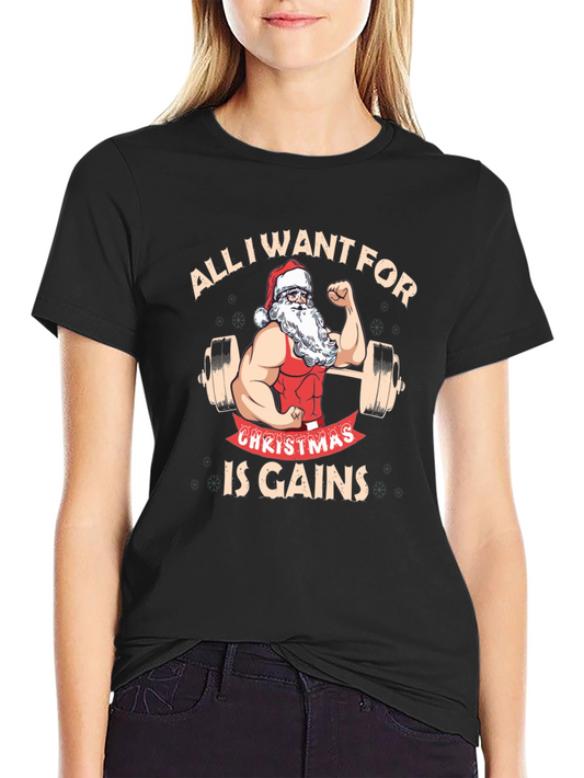 Camiseta Negra Navideña para Amantes del Fitness