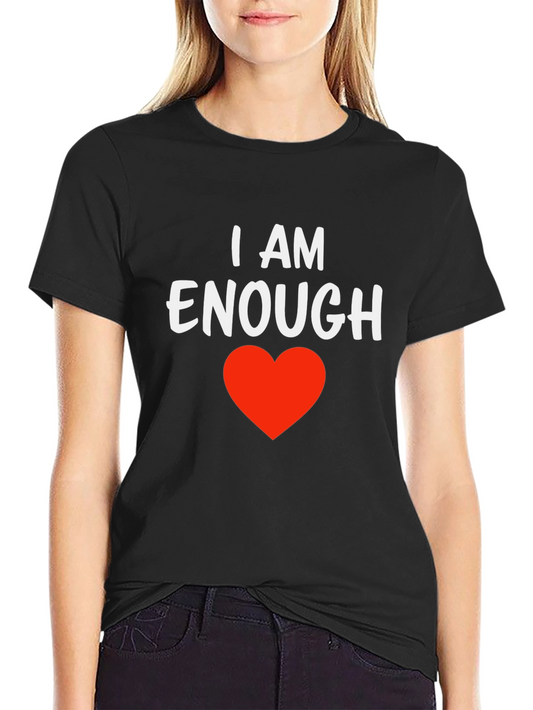 Camiseta Negra Soy Suficiente con Corazón Rojo