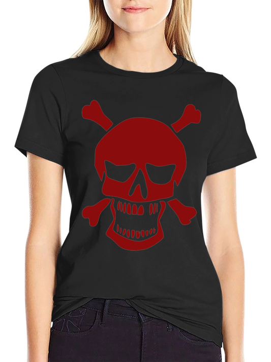Camiseta Negra con Calavera Pirata Roja