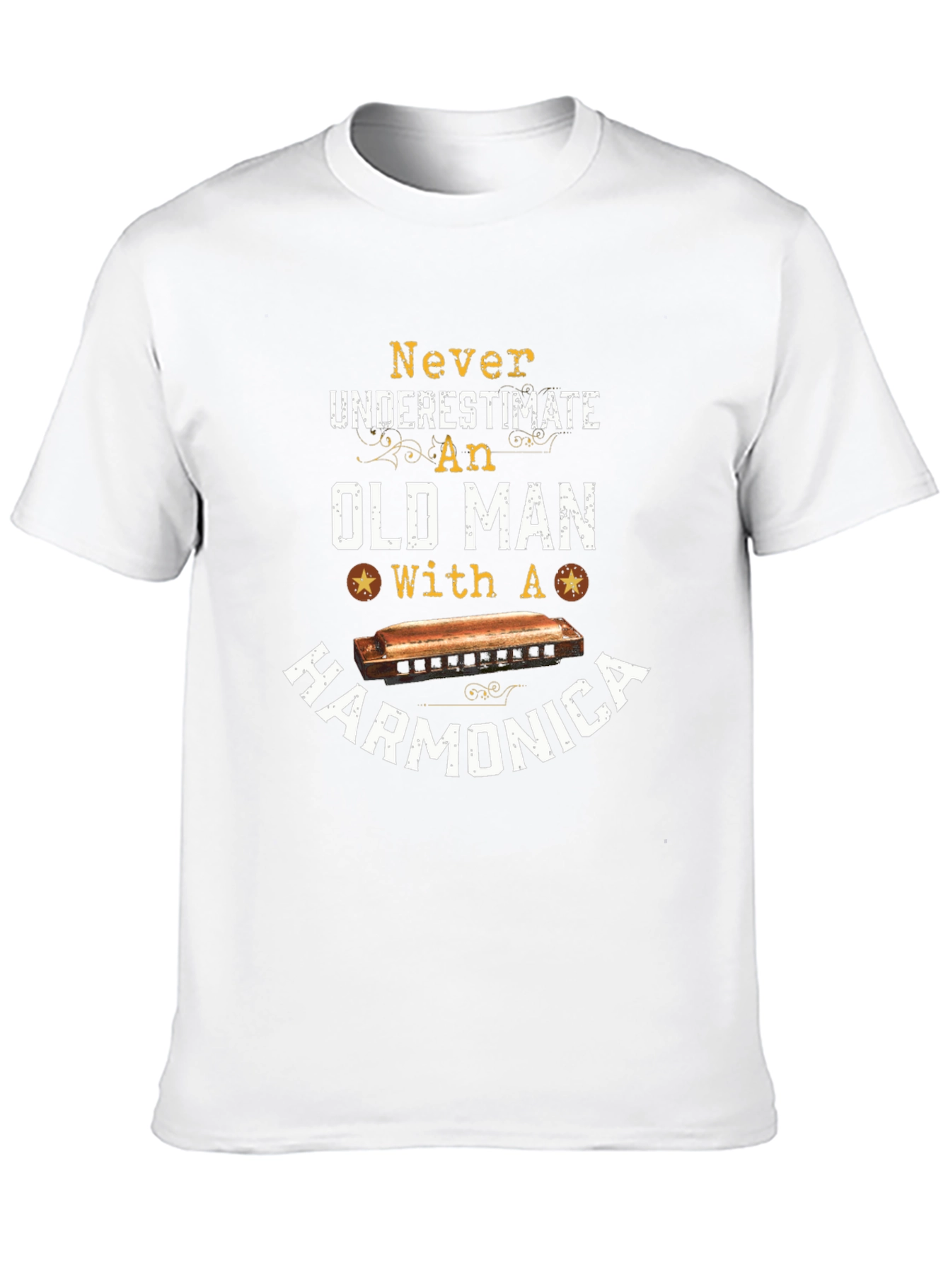 Camiseta Negra: Nunca Subestimes a un Viejo con Armónica