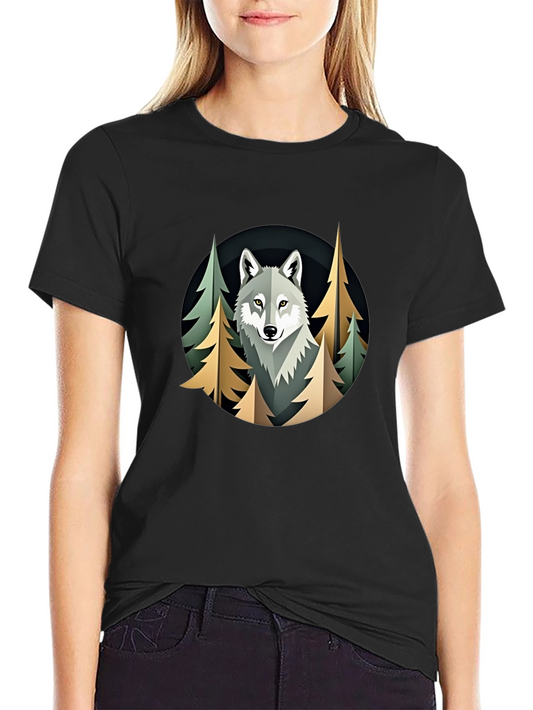 Camiseta Hombre Lobo Bosque Diseño Original