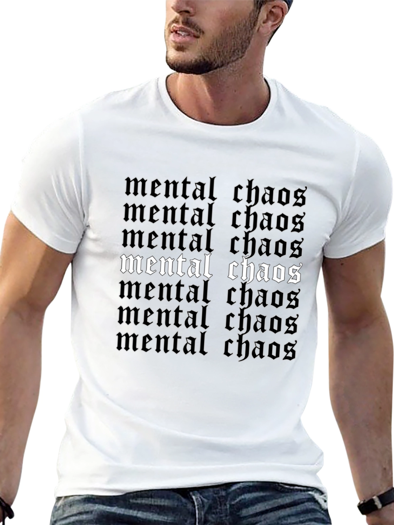 Camiseta Negra Mental Chaos Estampada
