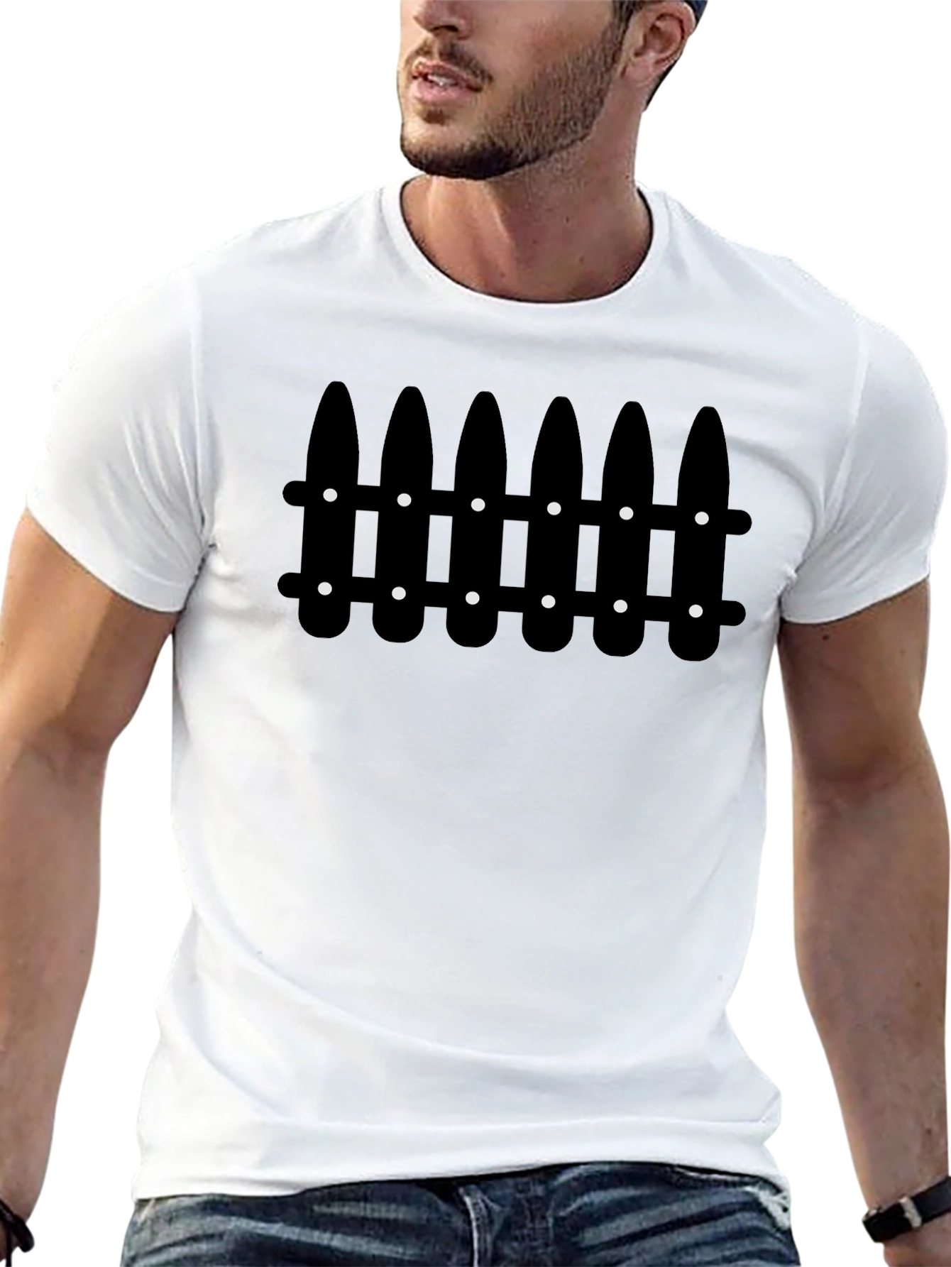 Camiseta Negra con Diseño de Valla Abstracta