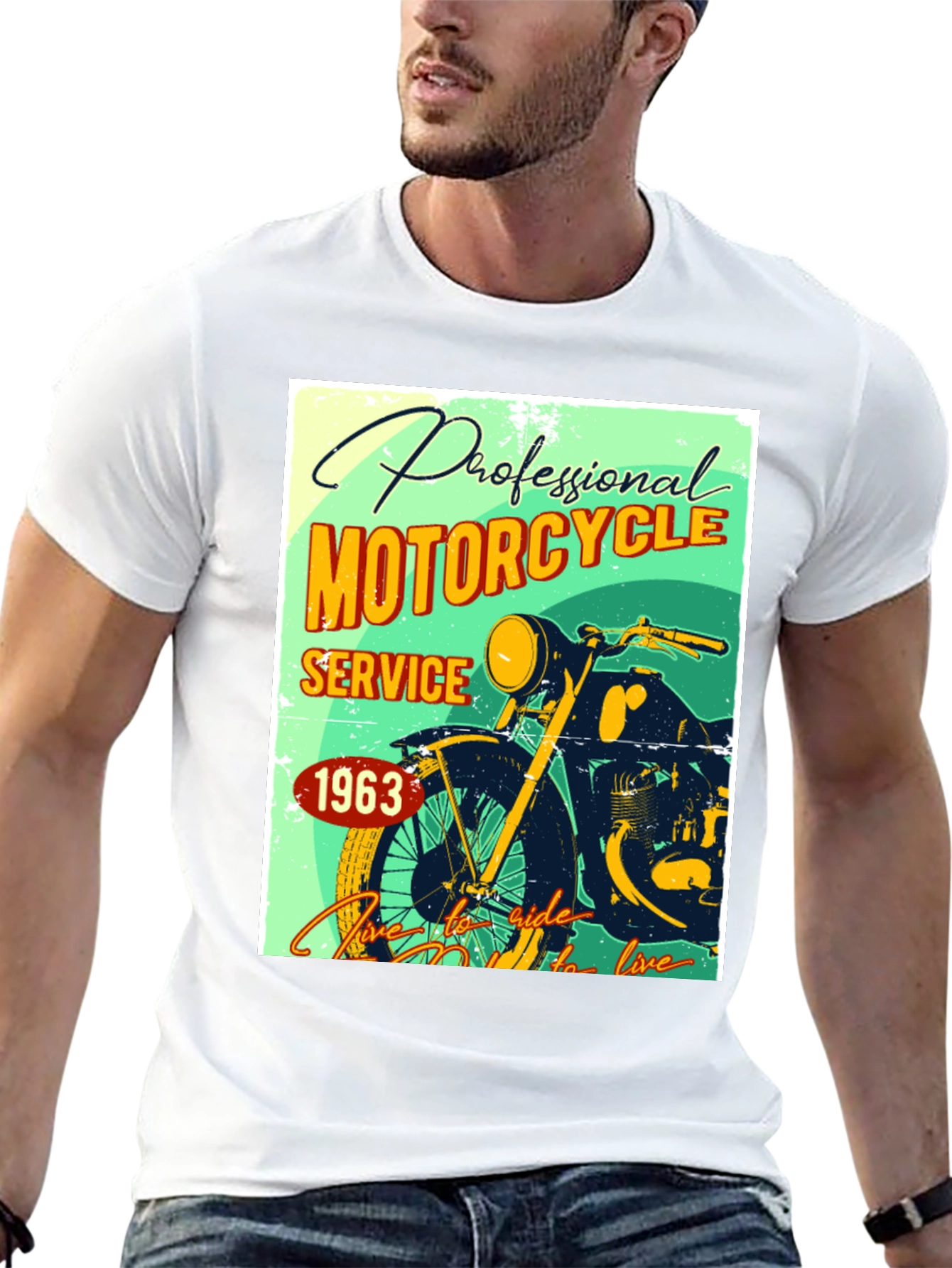 Camiseta Negra con Diseño Retro de Motocicleta