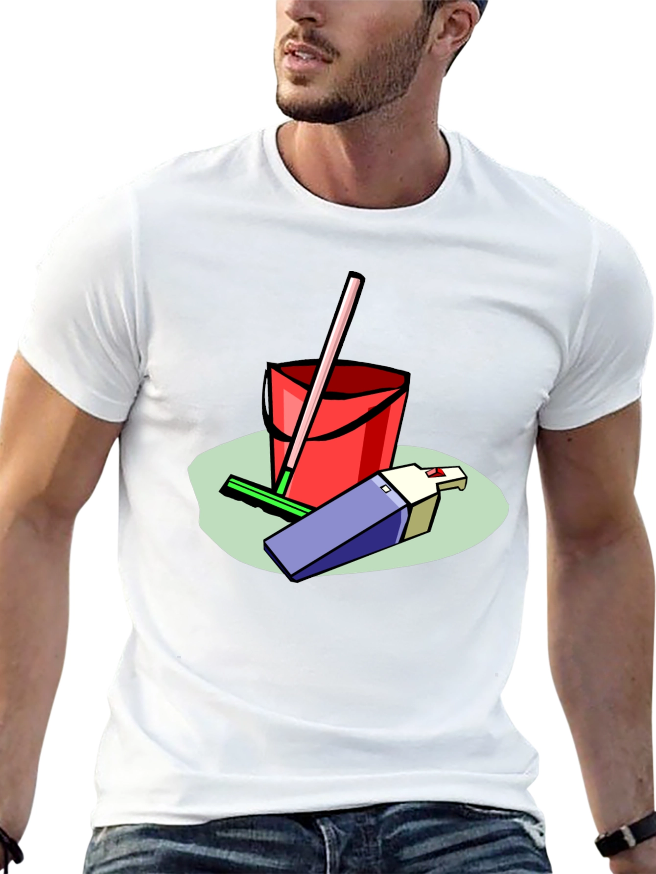 Camiseta Negra Estampado Divertido Limpieza