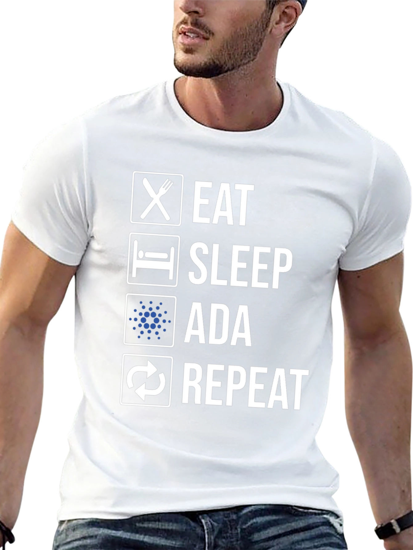 Camiseta Hombre Eat Sleep Ada Repeat - Diseño Cripto