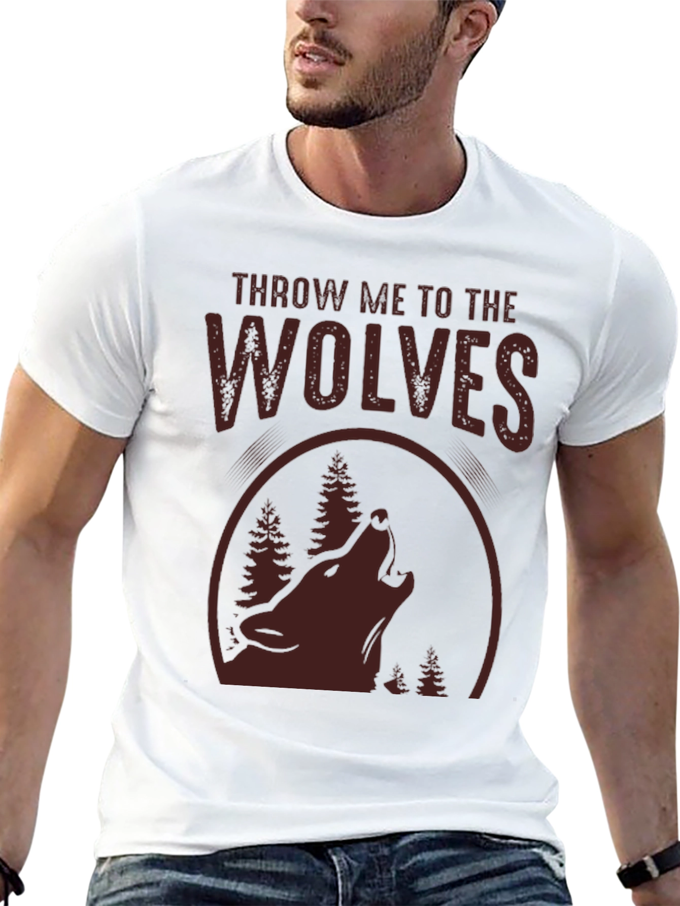 Camiseta Hombre A Los Lobos Diseño Bosque