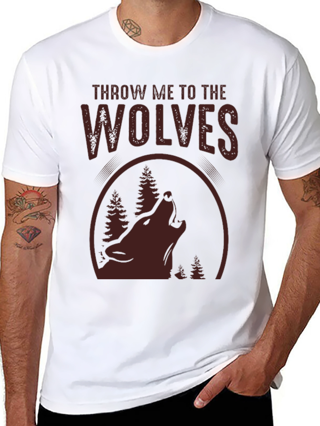 Camiseta Hombre A Los Lobos Diseño Bosque