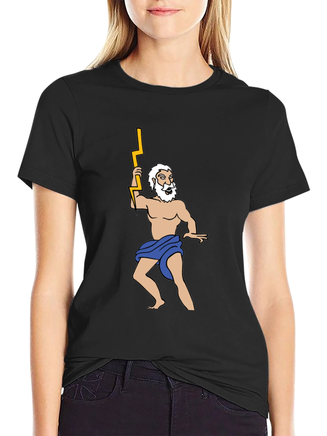 Camiseta Negra con Diseño de Zeus Griego