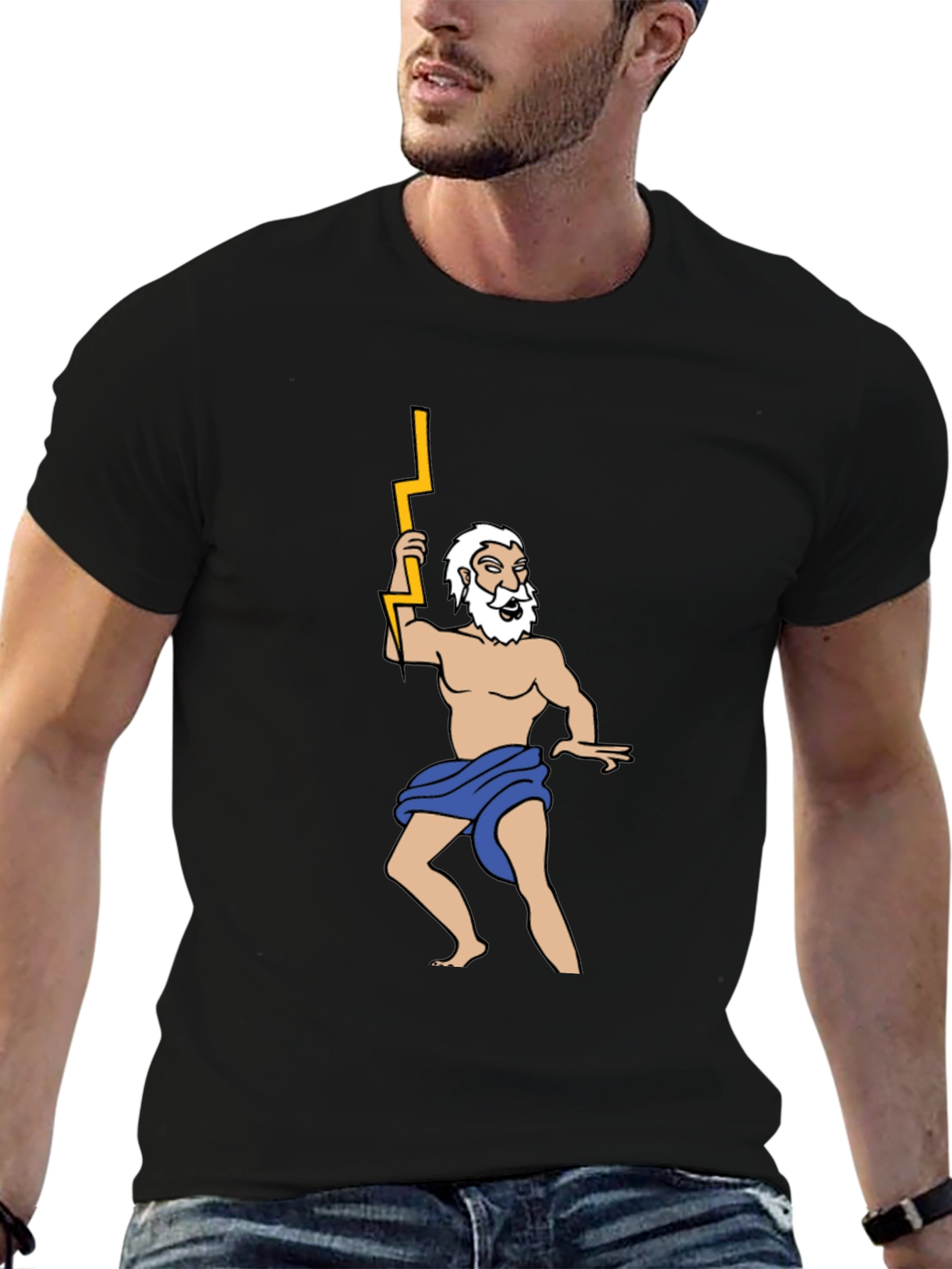 Camiseta Negra con Diseño de Zeus Griego