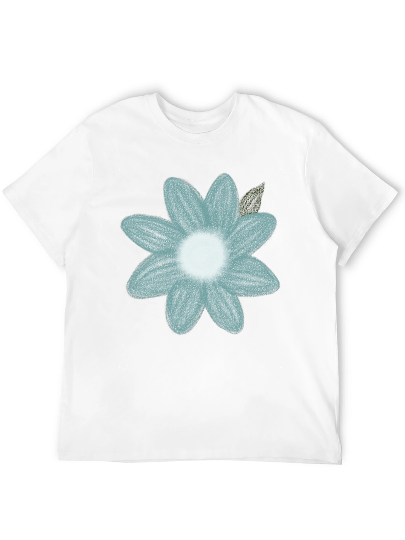 Camiseta Negra con Diseño de Flor Azul