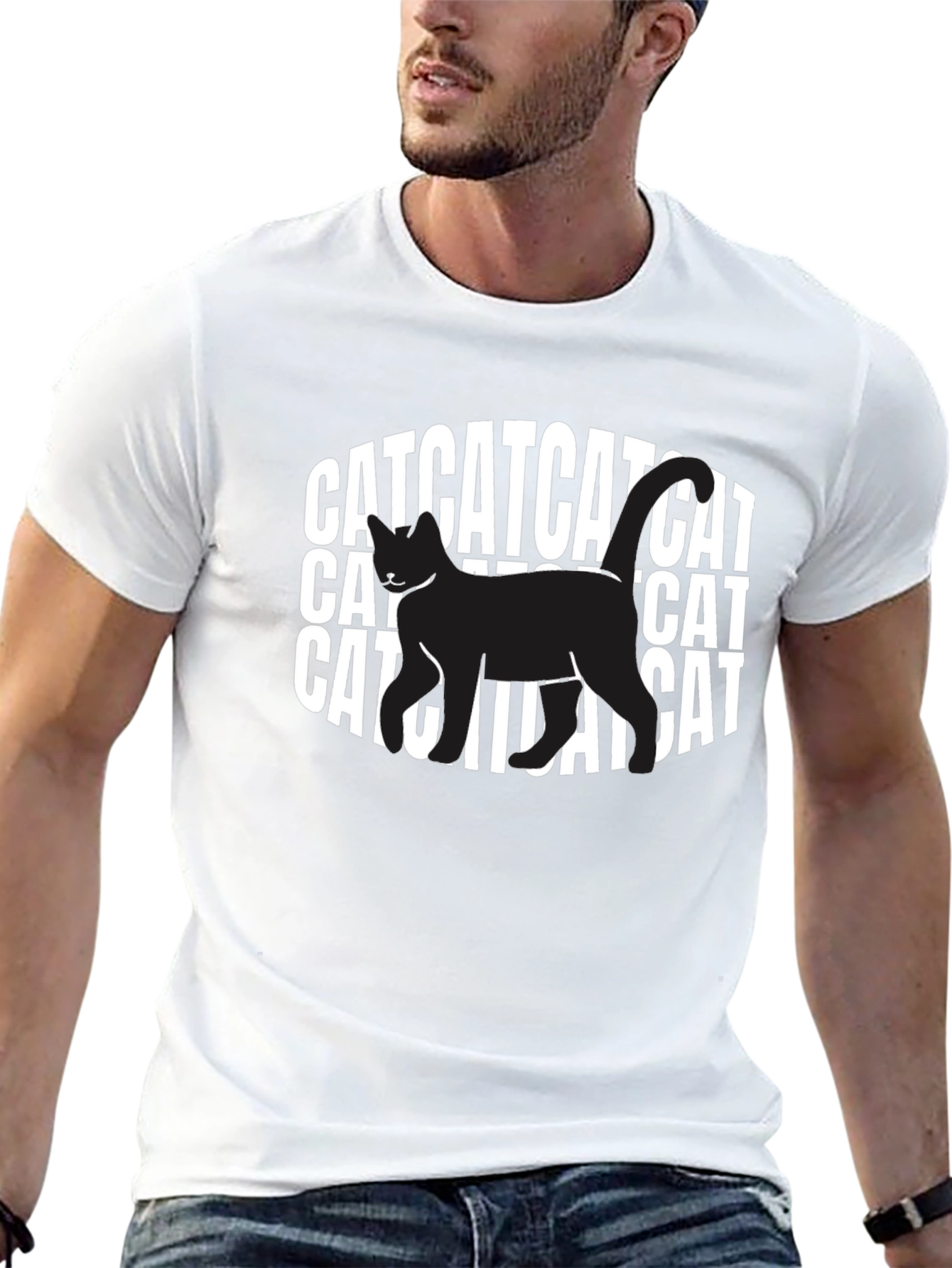 Camiseta Negra con Diseño de Gato CAT