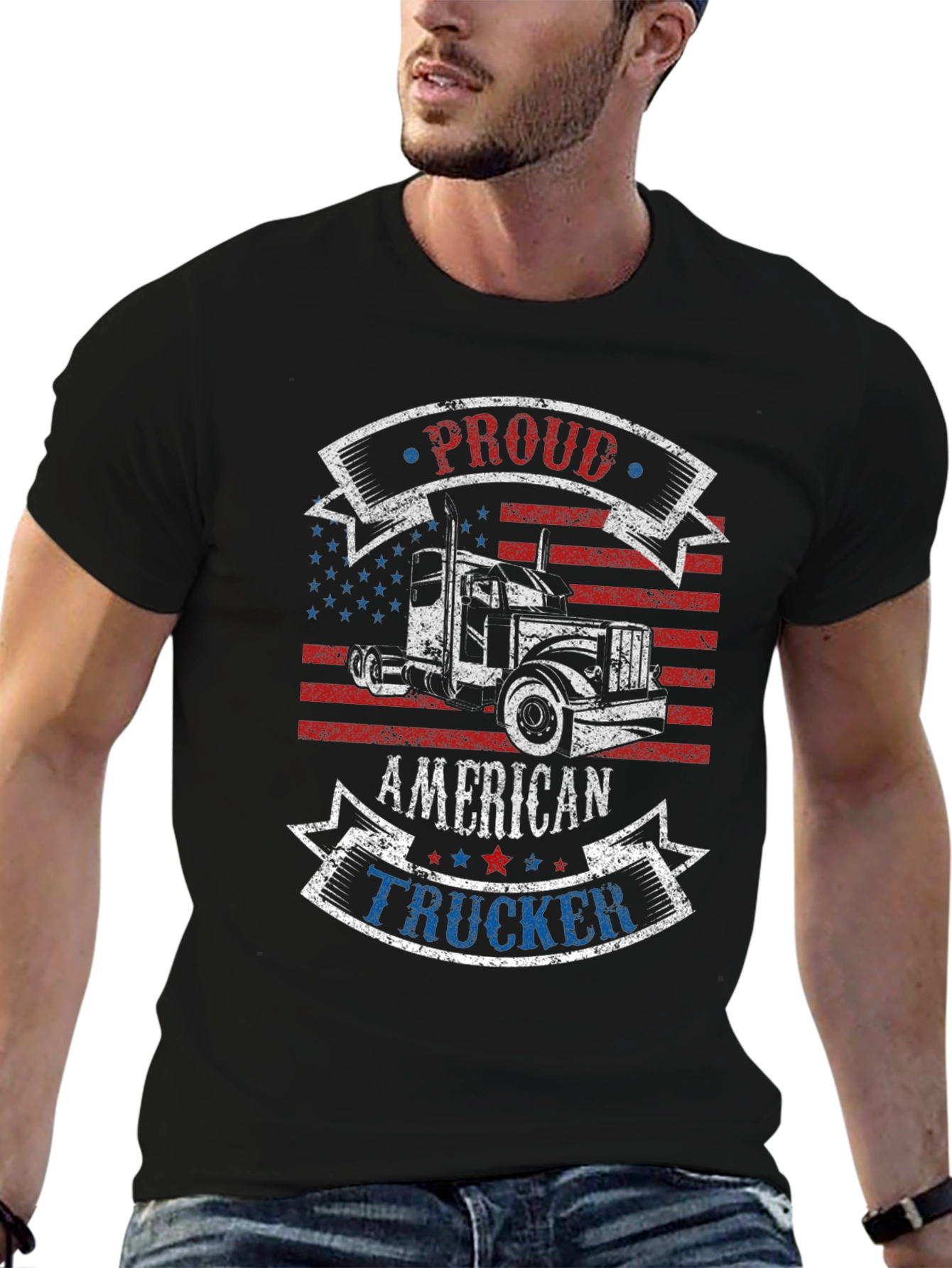 Camiseta Negra Proud American Trucker