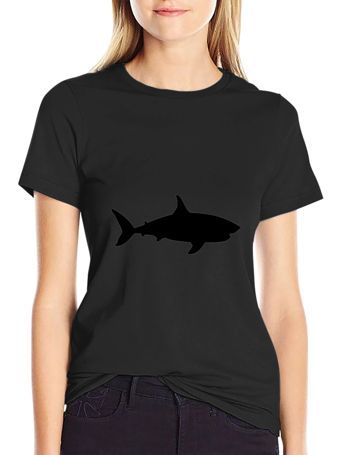Camiseta Negra Hombre - Silueta Tiburón