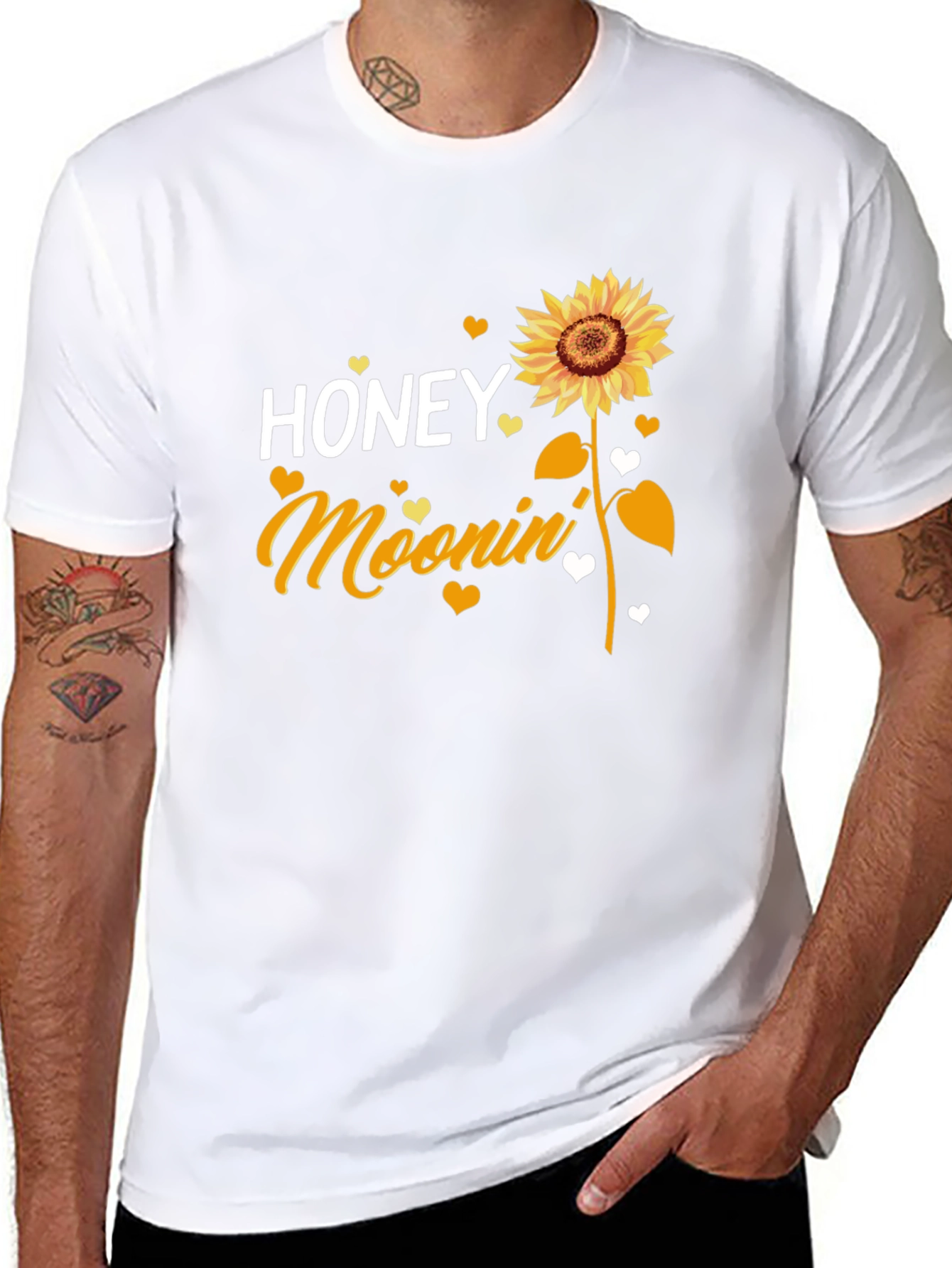 Camiseta Negra Honey Moonin con Girasol