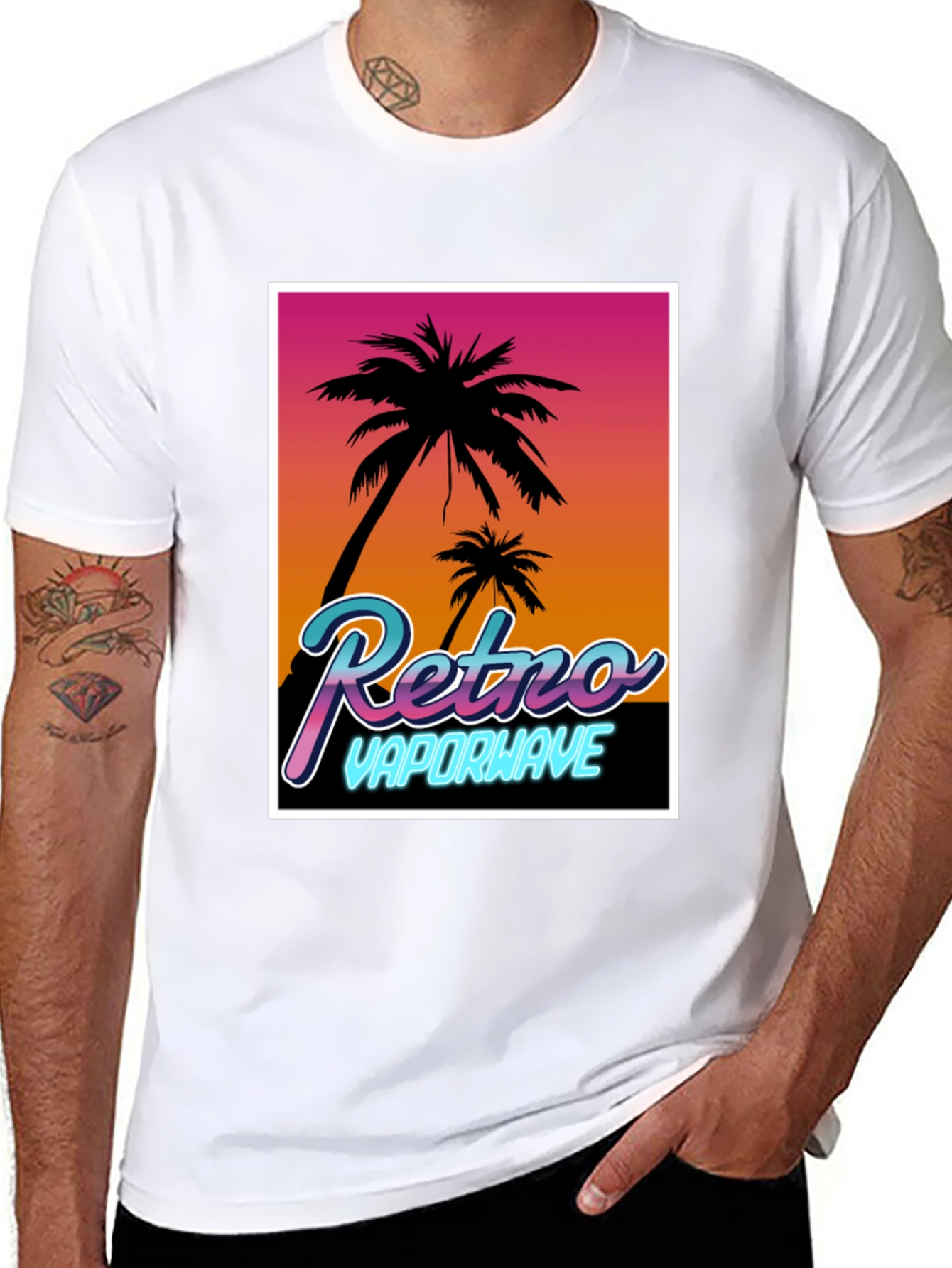 Camiseta Retro Vaporwave Palmeras Estilo Verano