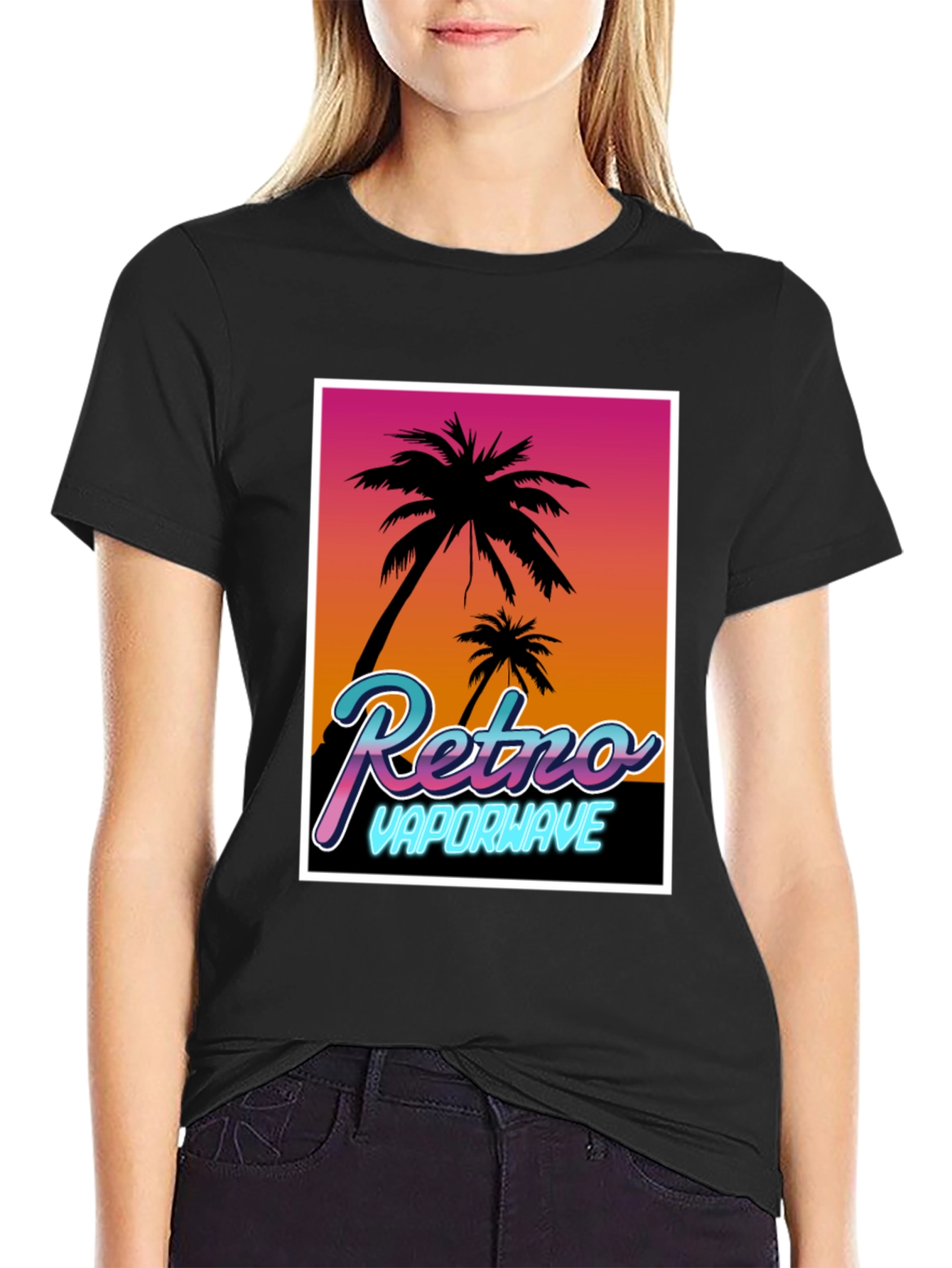 Camiseta Retro Vaporwave Palmeras Estilo Verano