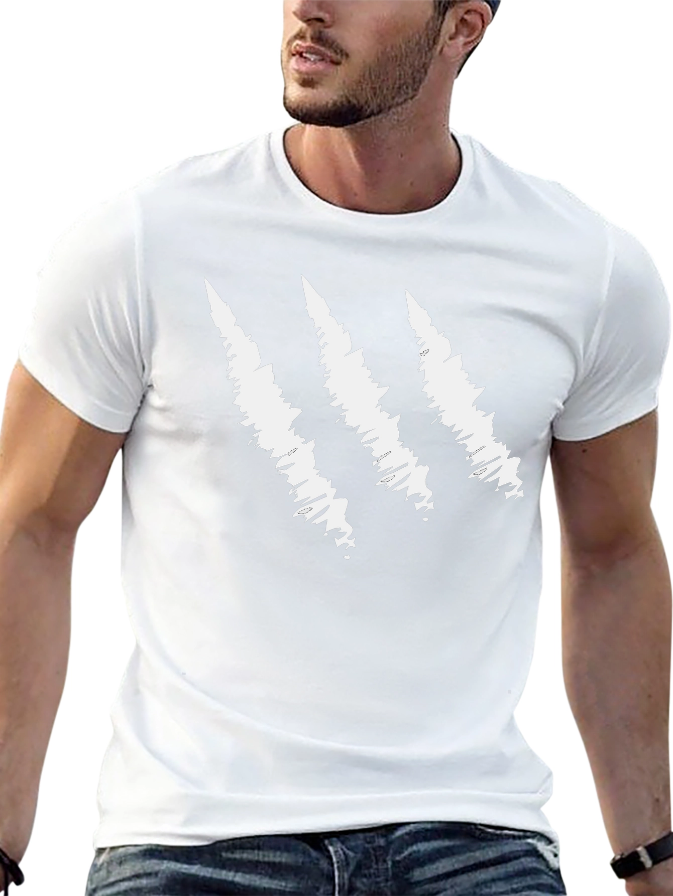 Camiseta Negra con Diseño de Garra Blanca