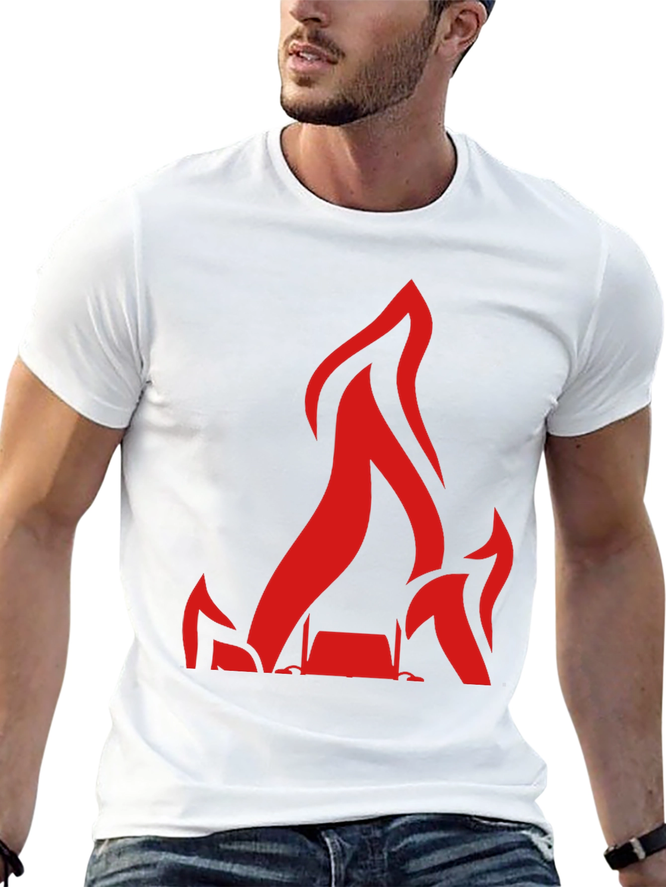 Camiseta Negra con Llamas Rojas