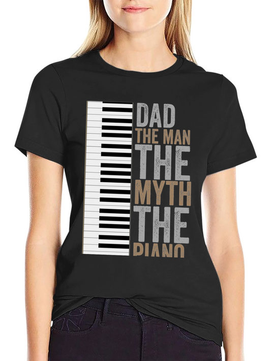 Camiseta Negra Papá el Hombre el Mito el Piano