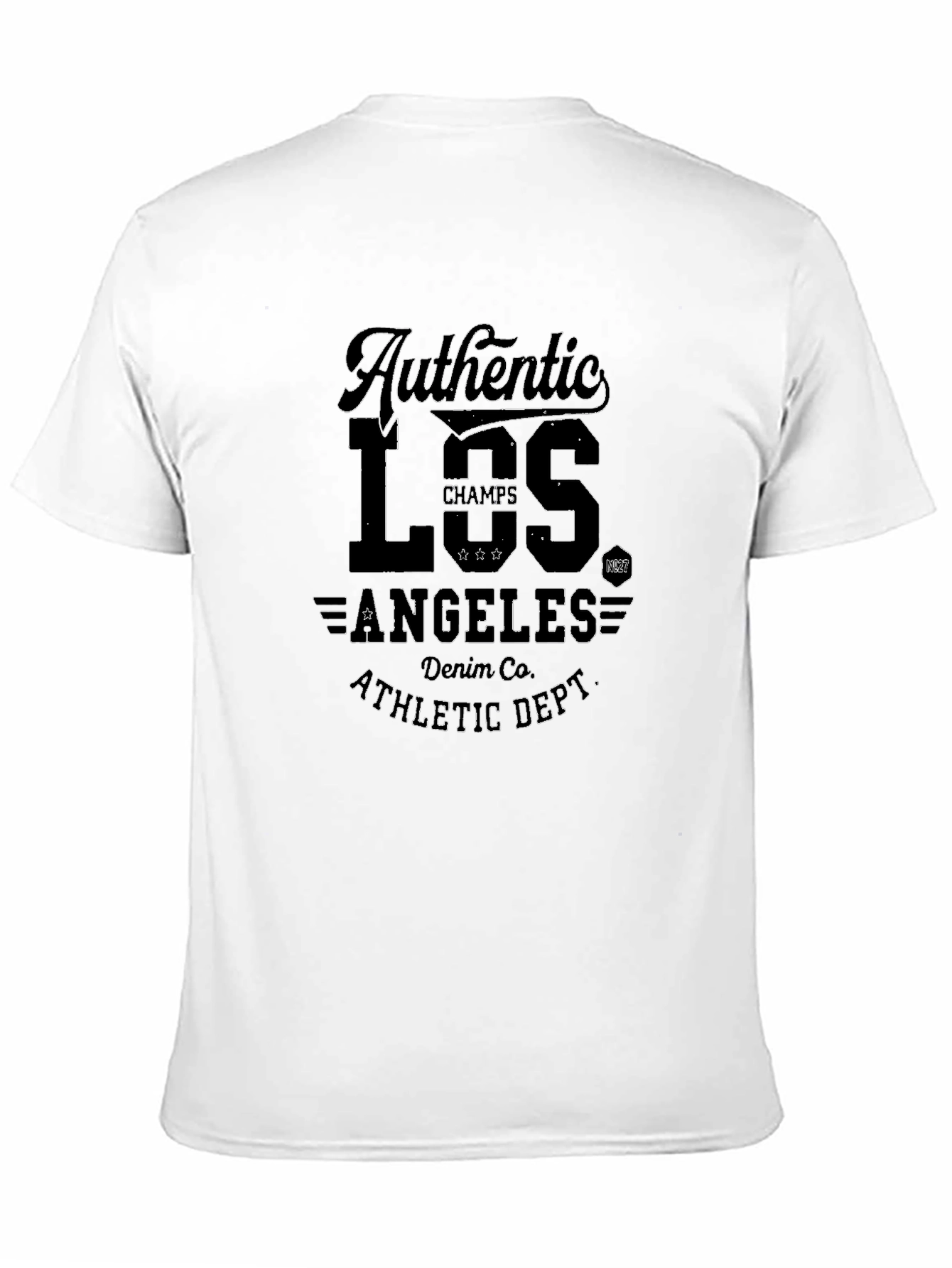 Camiseta Negra Estampada Estilo Universitario Los Ángeles