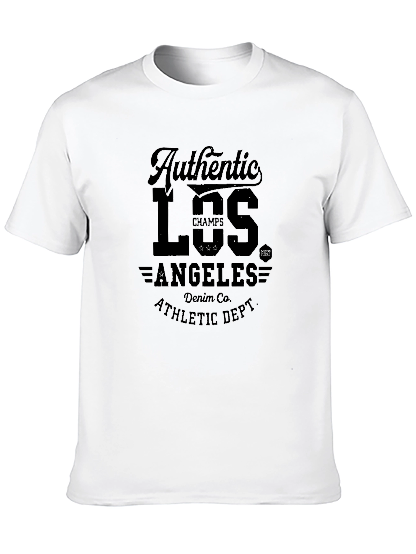 Camiseta Negra Estampada Estilo Universitario Los Ángeles