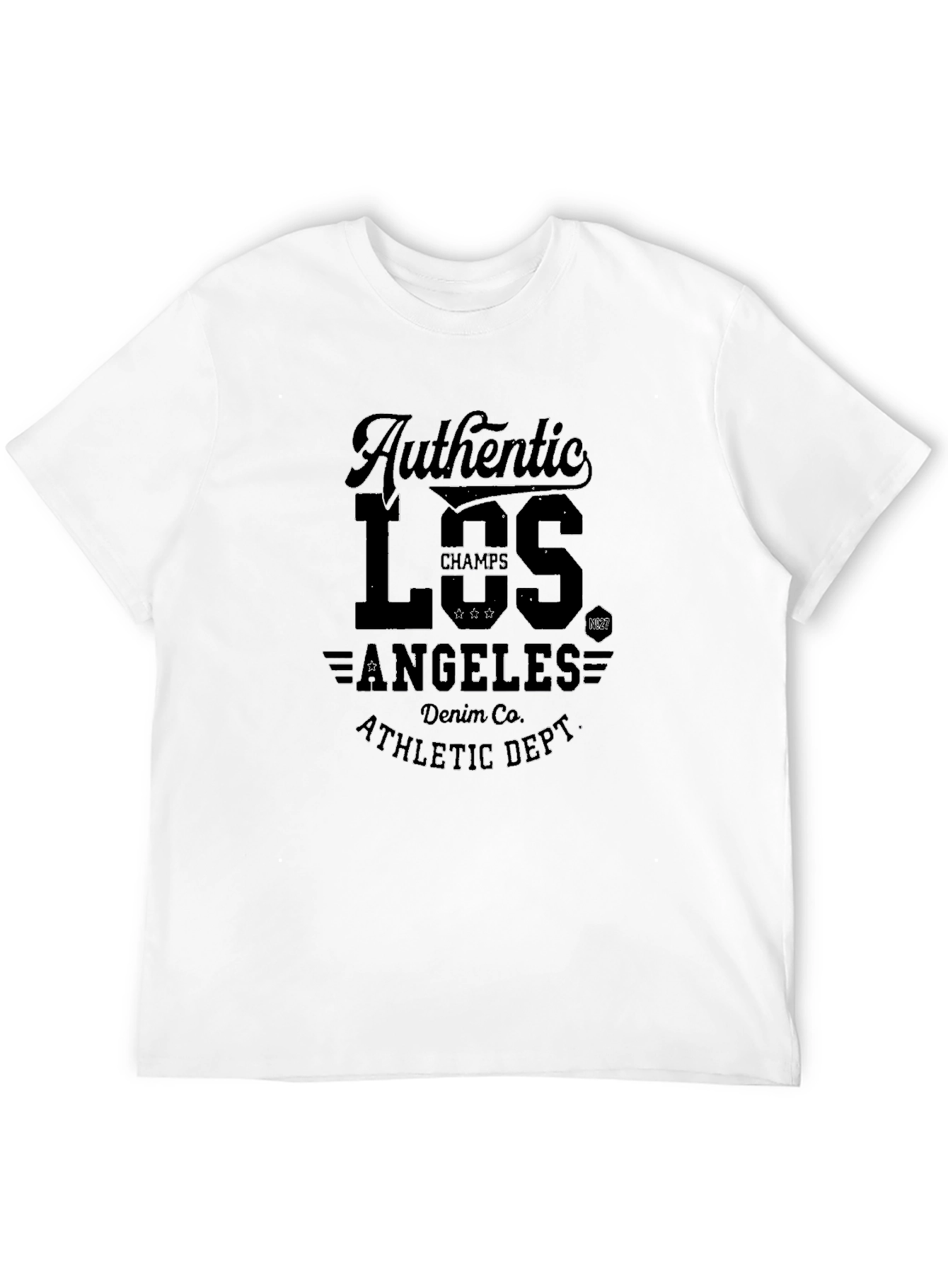 Camiseta Negra Estampada Estilo Universitario Los Ángeles