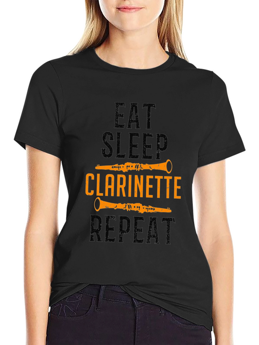 Camiseta Negra Hombre - Clarinetes Comer Dormir y Repetir