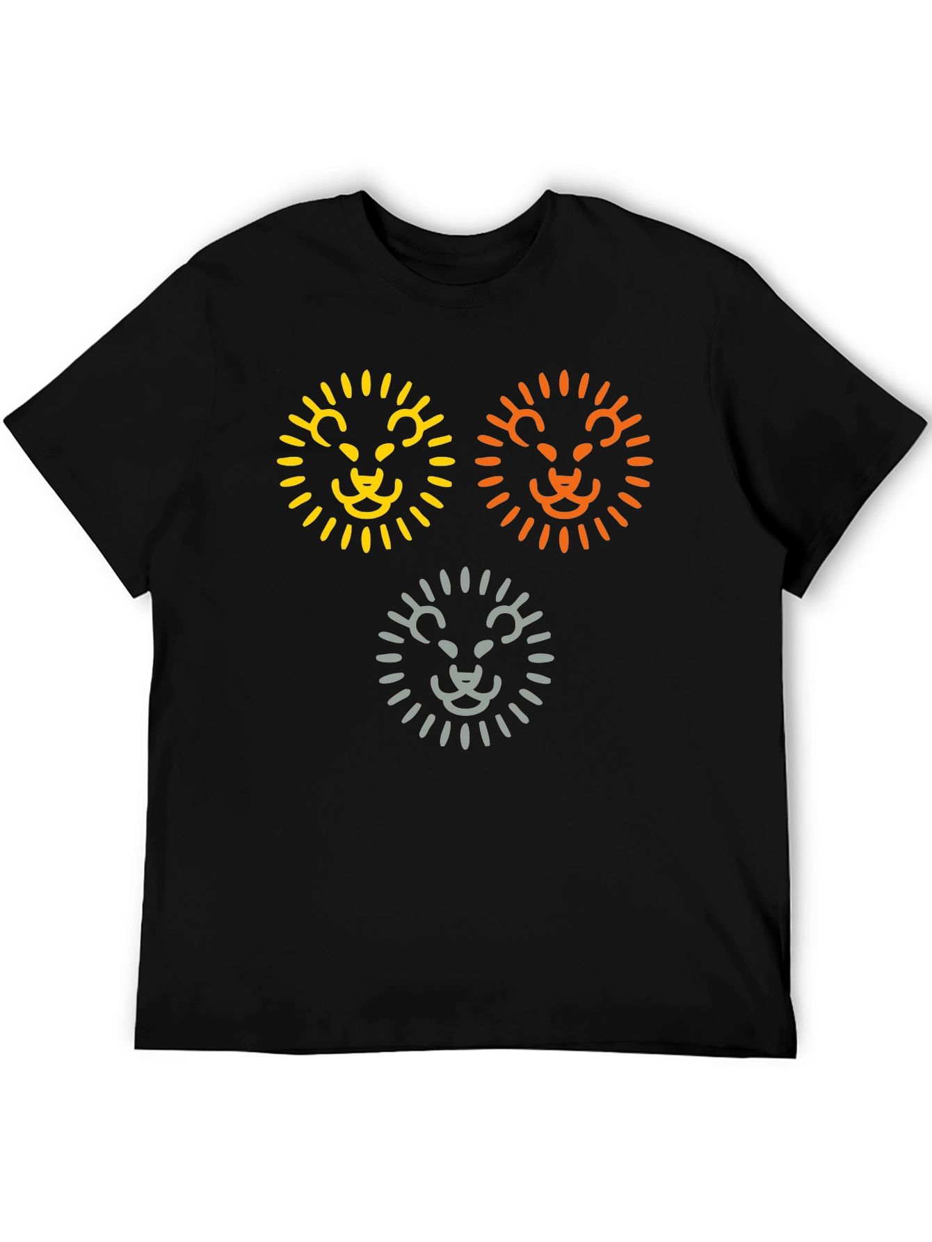 Camiseta Negra con Diseño de Leones Abstractos