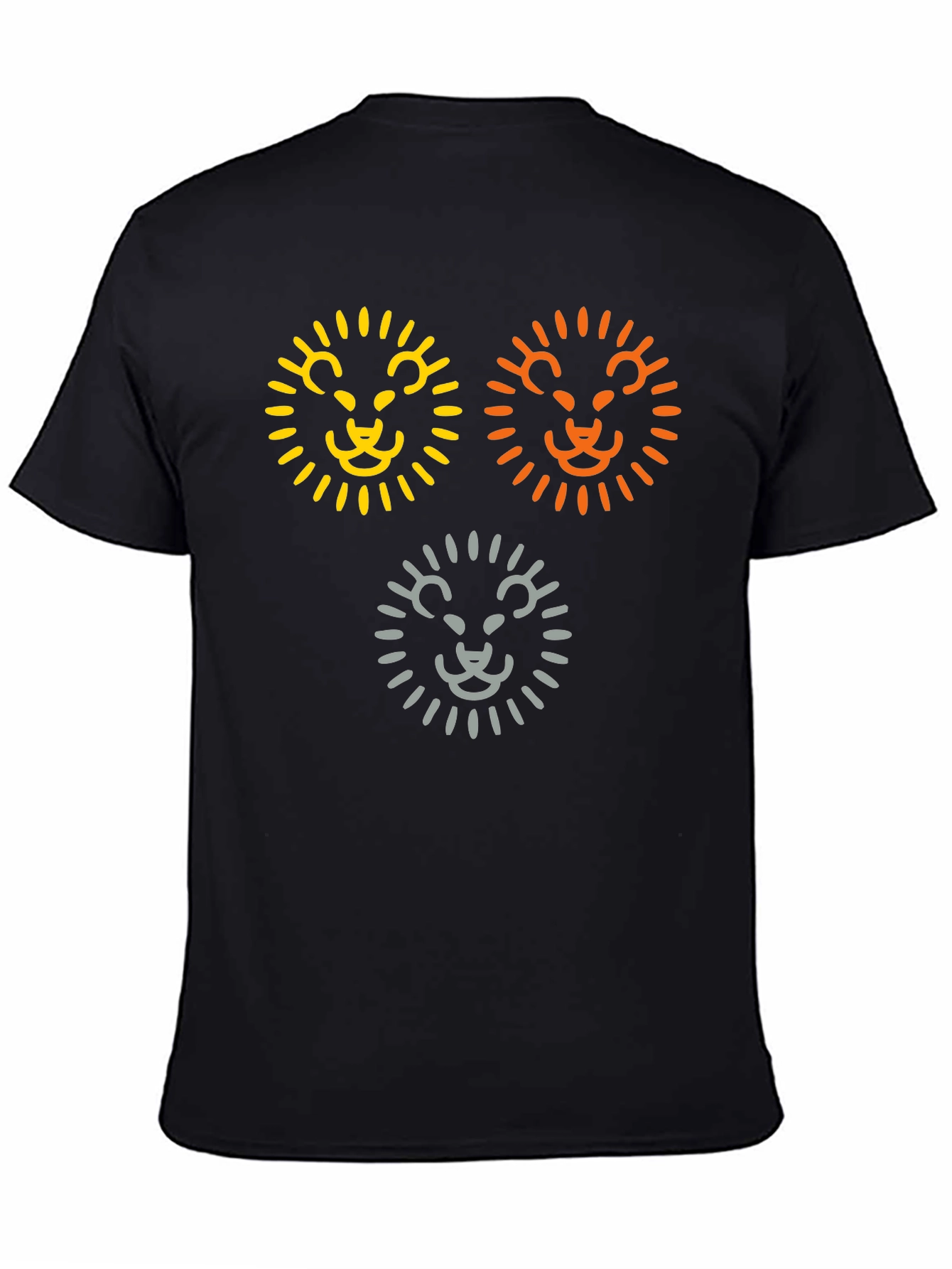 Camiseta Negra con Diseño de Leones Abstractos