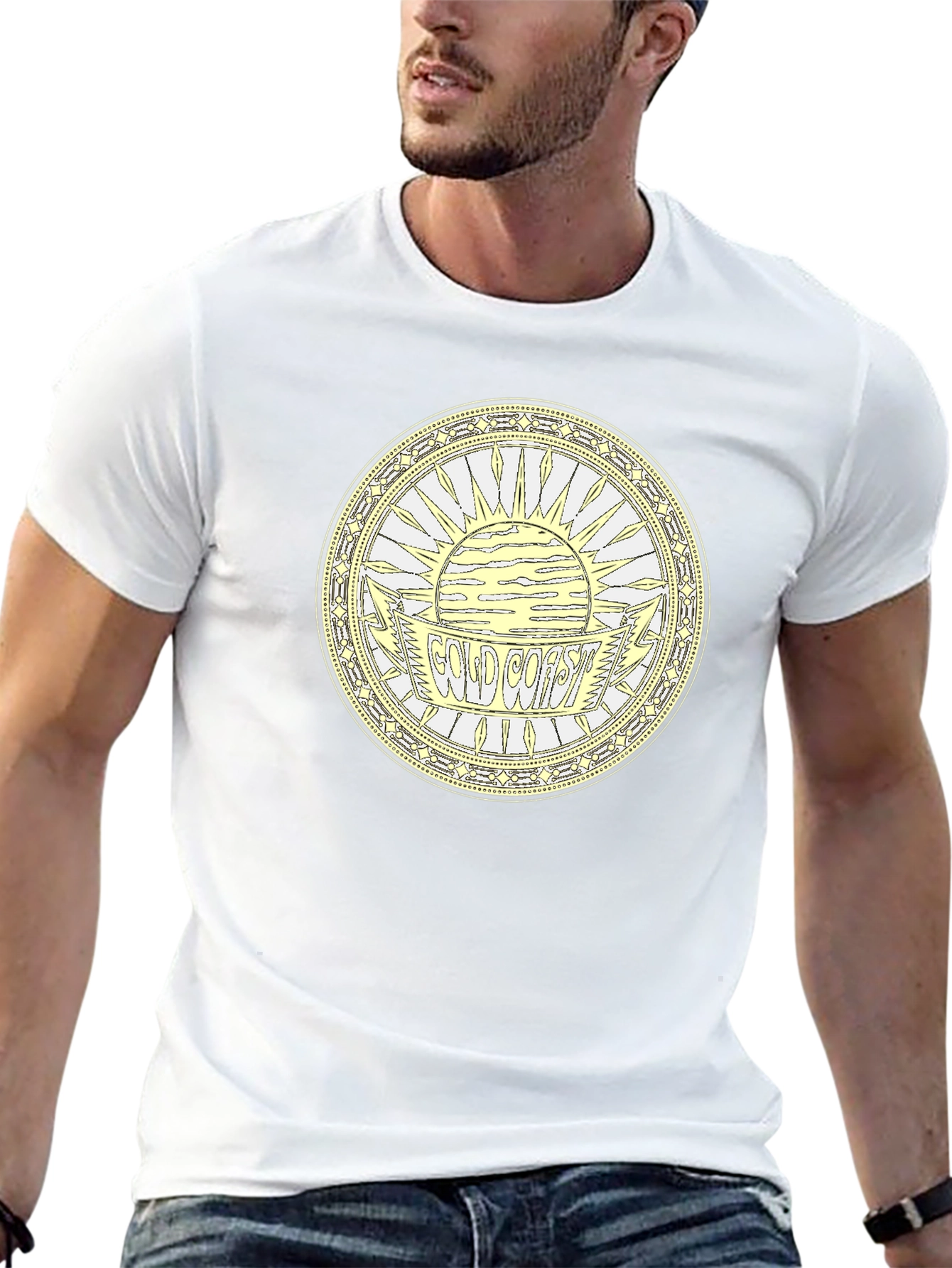 Camiseta Negra Estampada Costa Dorada