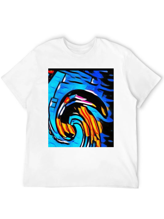 Camiseta Negra con Diseño Abstracto Vibrante