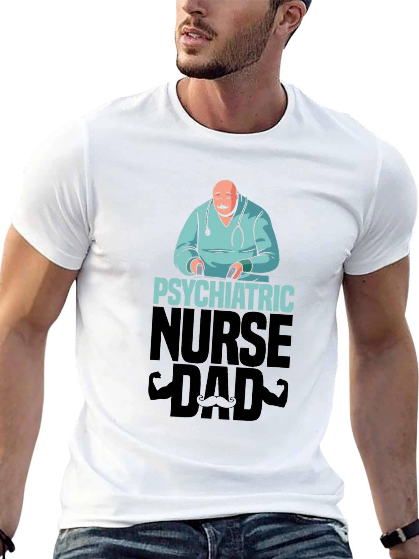 Camiseta Negra: Papá Enfermero Psiquiátrico