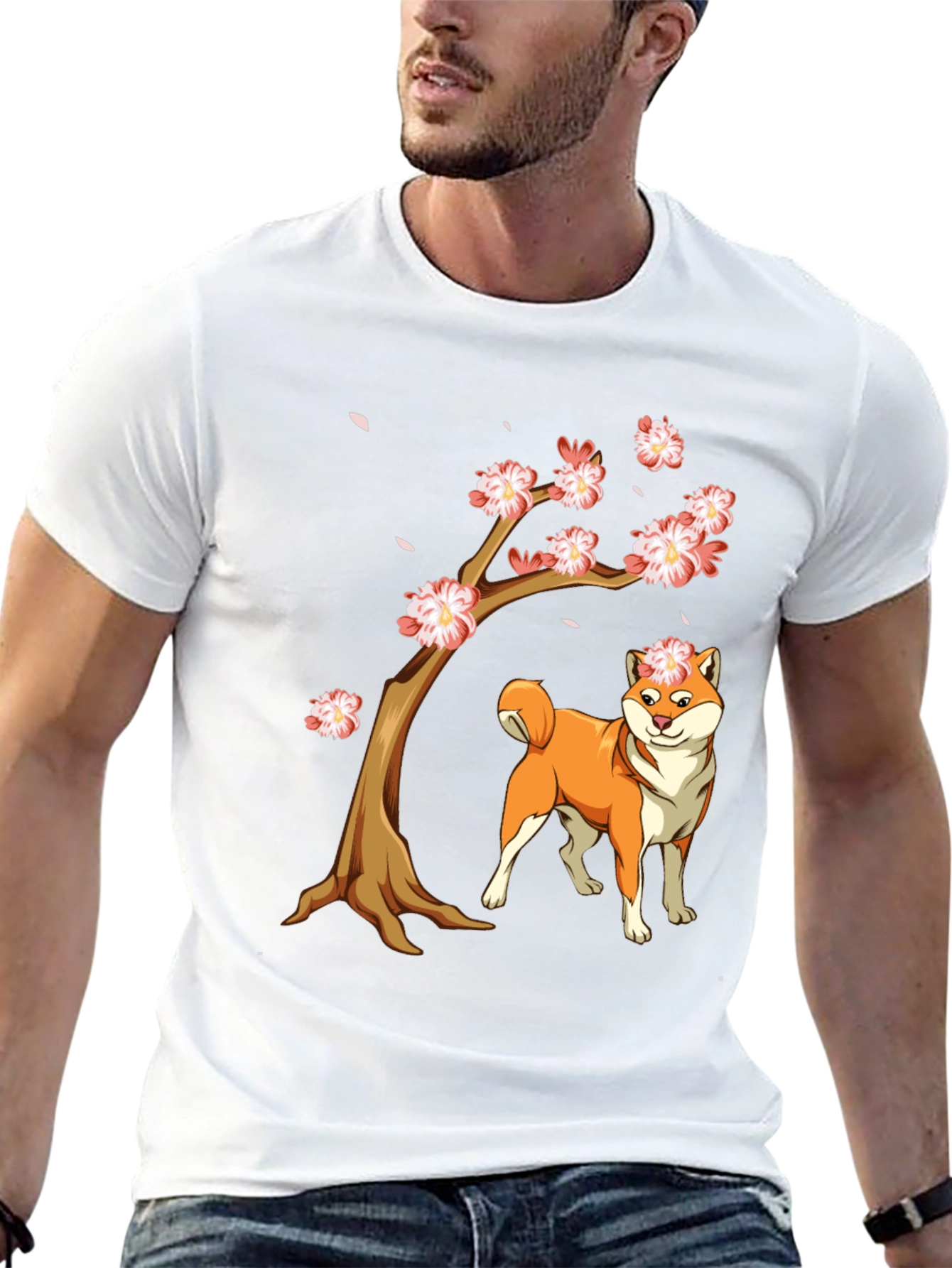 Camiseta Negra Shiba Inu Cerezo