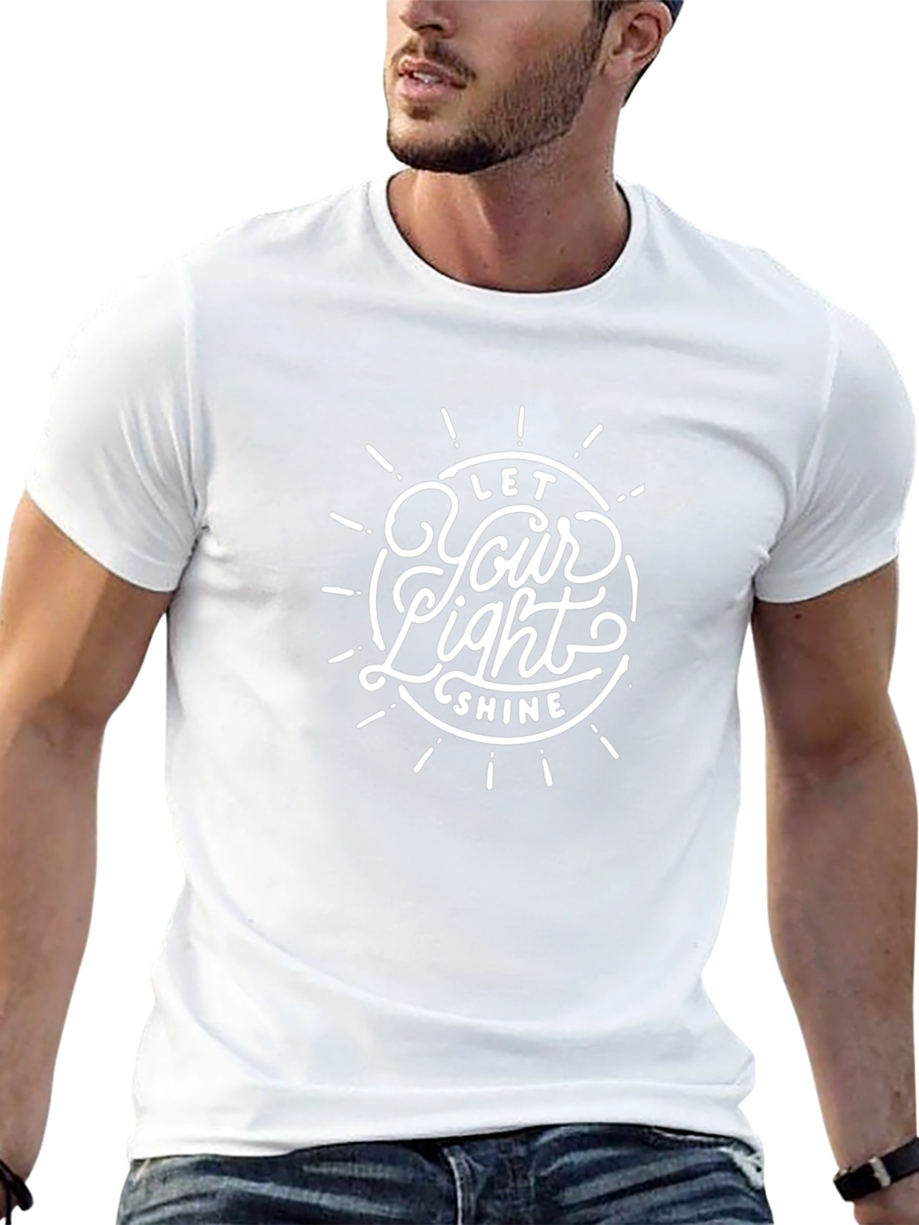 Camiseta Negra con Diseño Let Your Light Shine