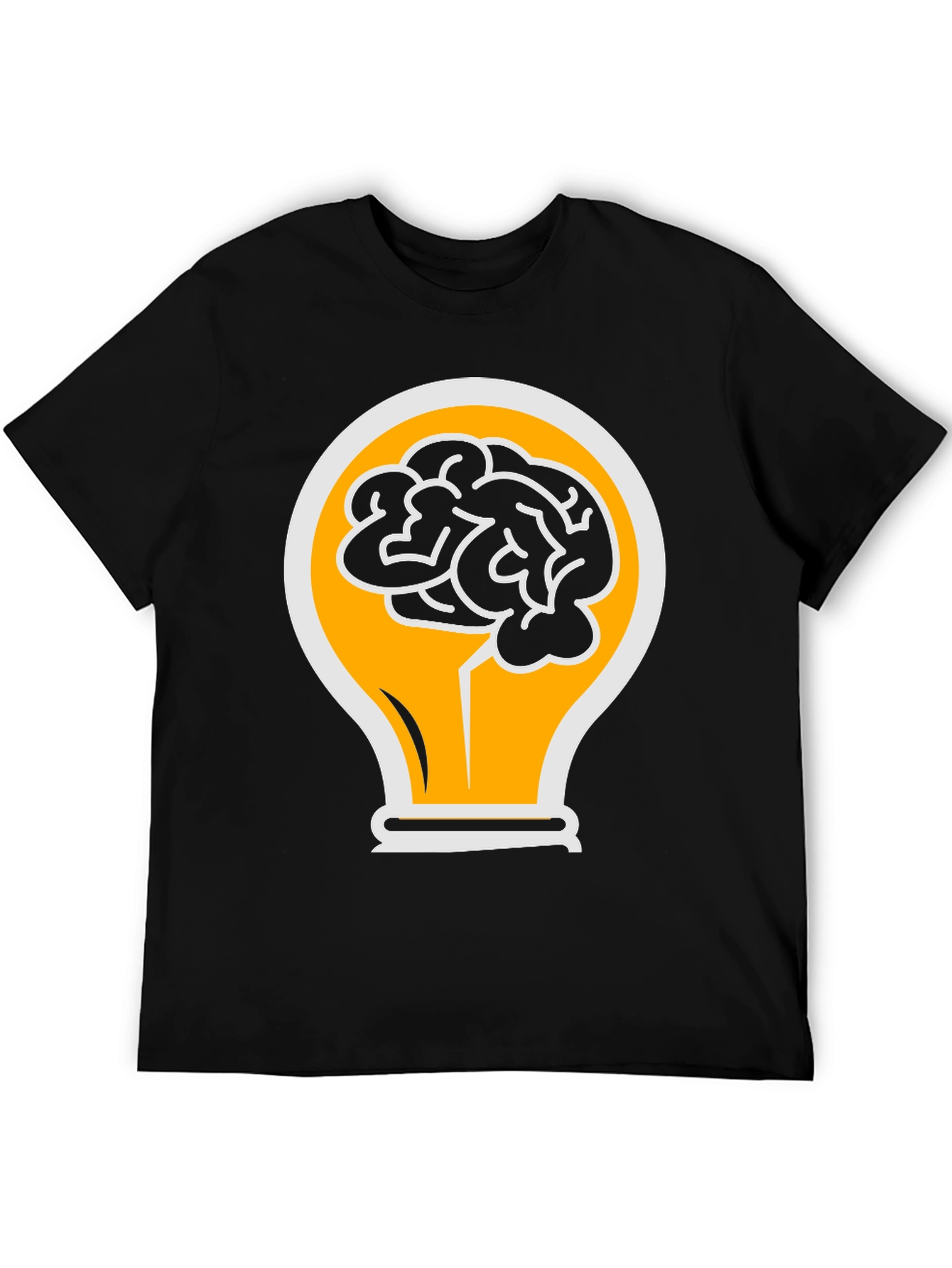 Camiseta Negra con Diseño de Cerebro en Bombilla