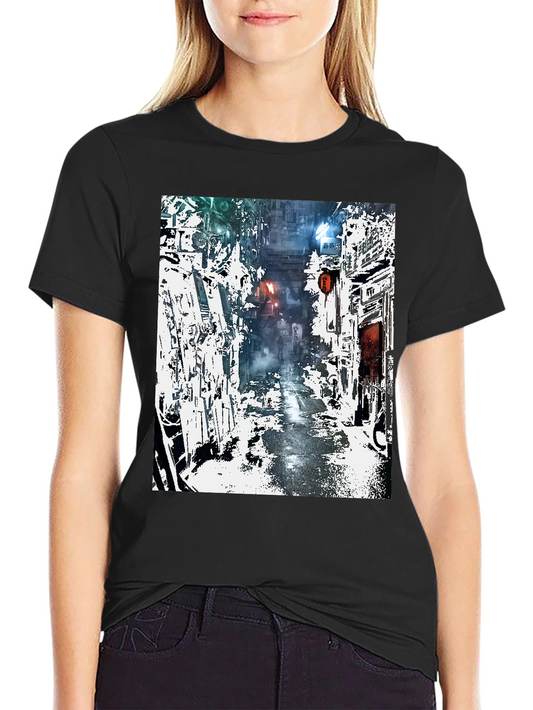 Camiseta Urbana con Diseño de Calle Futurista