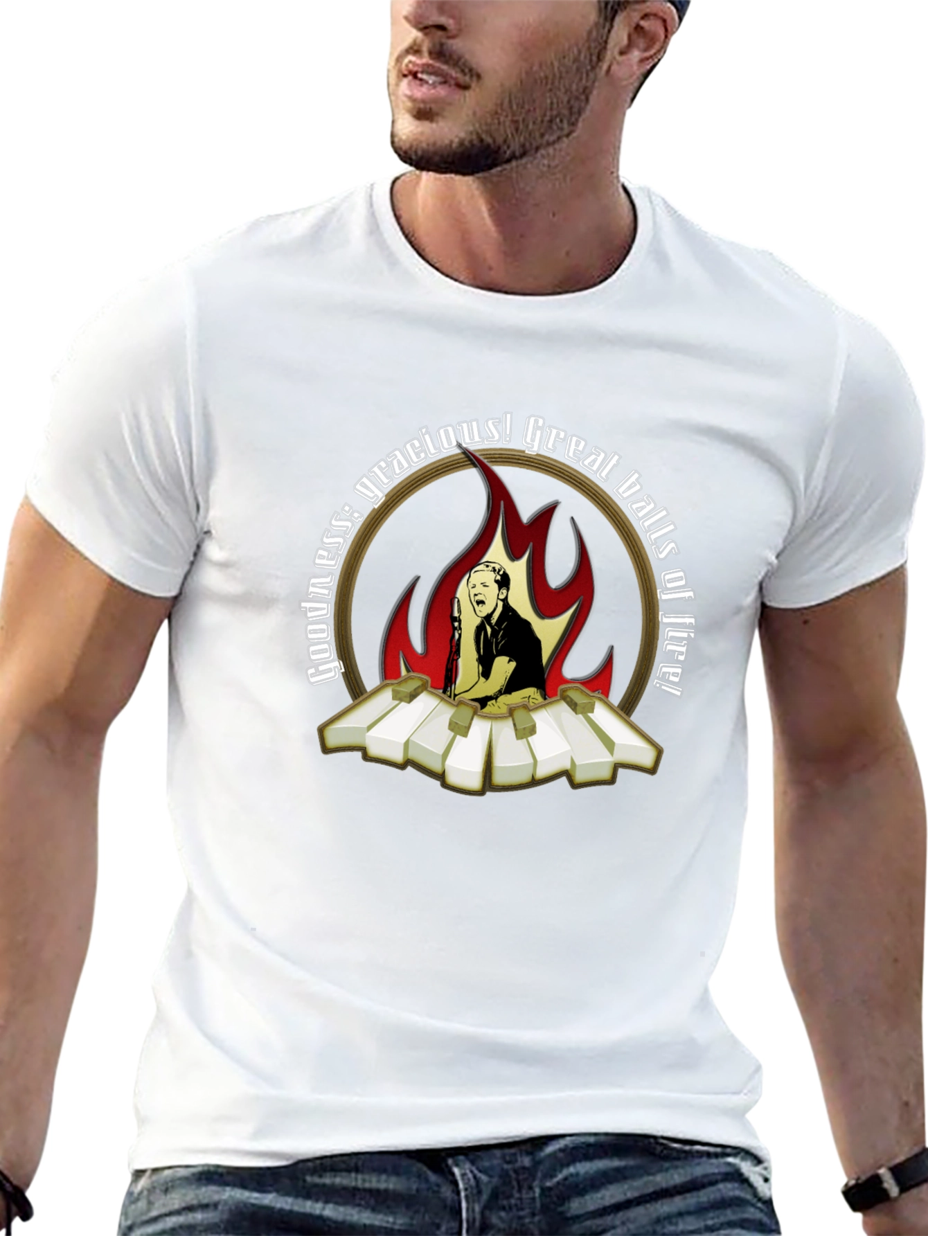 Camiseta Negra con Diseño de Jerry Lee Lewis